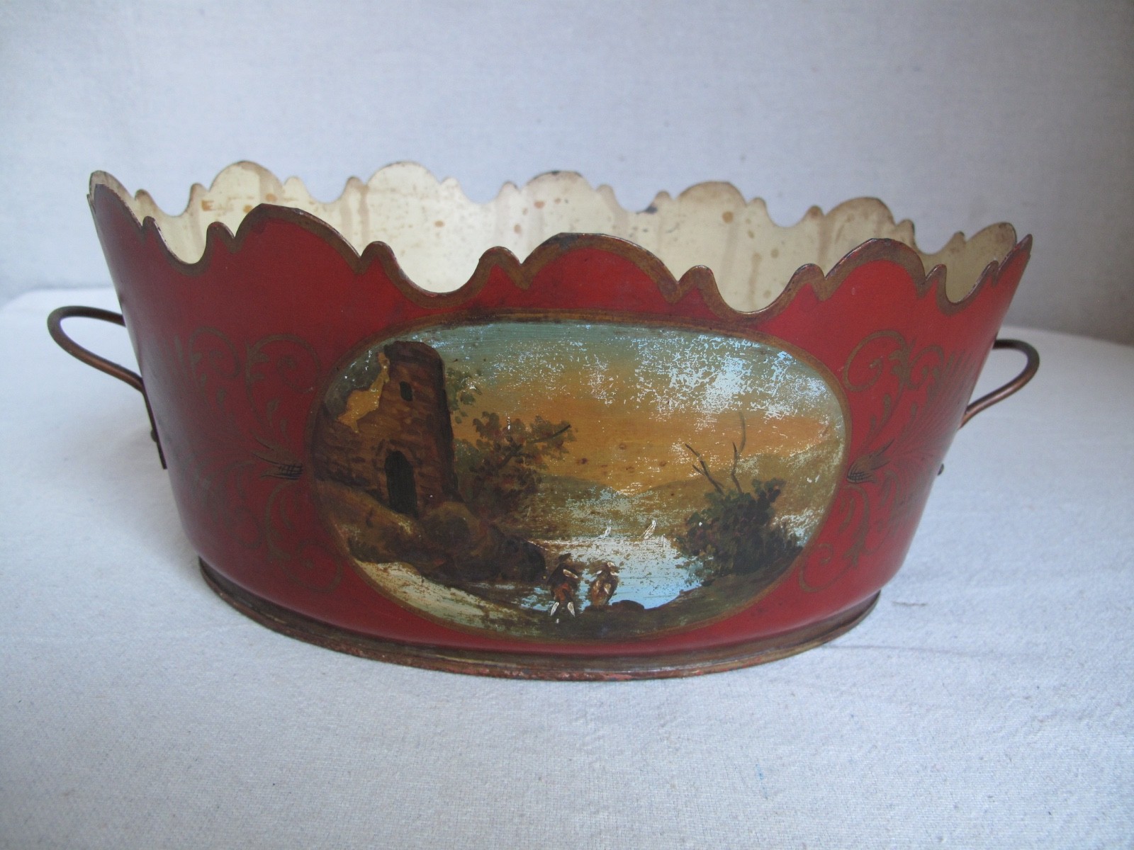 Antique 19th c. French Handpainted Cachepot Jardiniere Planter Antique 19th c. French Handpainted Cachepot Jardiniere Planter