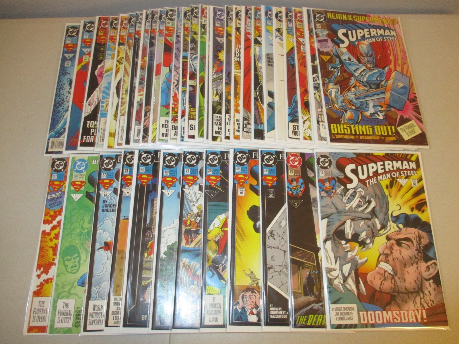 Superman 1993 Full Year Triangle Era Run #1-40 Complete Set, Lot of 40, VF