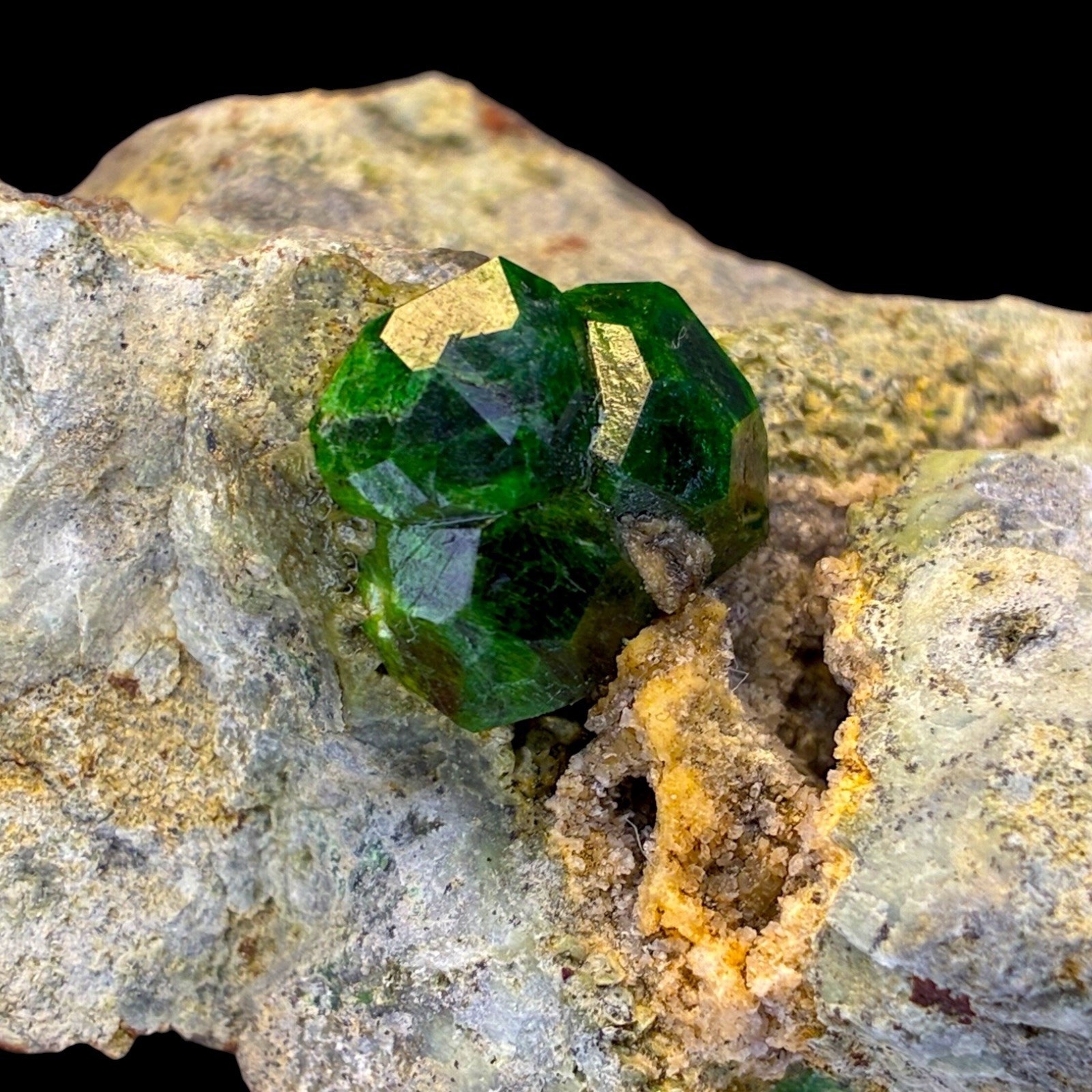 Natural Demantoid Garnet Crystal Cluster on Matrix Rare Green Andradite Gemstone