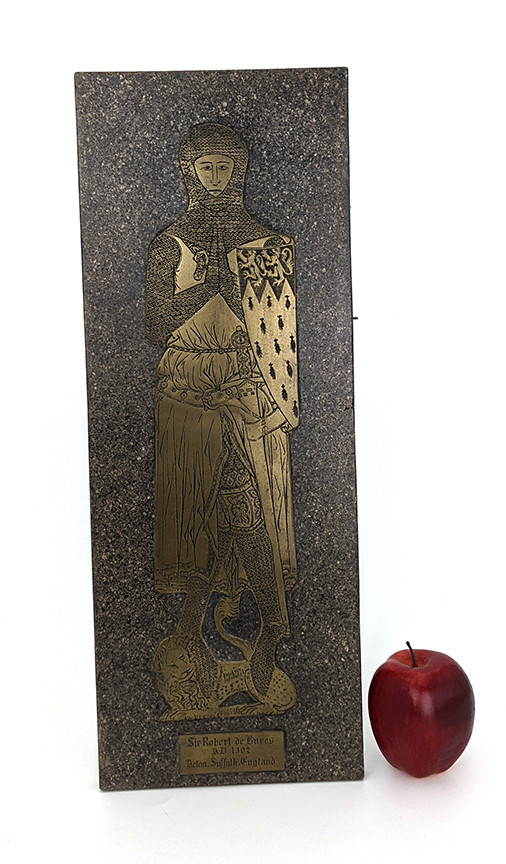 Monumental Brass Wall Plaque - Medieval / Gothic Revival - Sir Robert de Bures Monumental Brass Wall Plaque - Medieval / Gothic Revival - Sir Robert de Bures