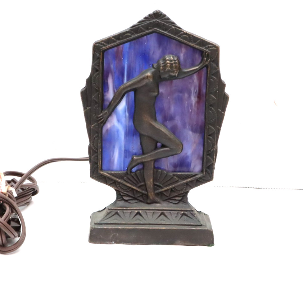 Vtg Frankart Style Art Deco Nude Lady Nymph Woman Purple Slag Glass Lamp Vtg Frankart Style Art Deco Nude Lady Nymph Woman Purple Slag Glass Lamp