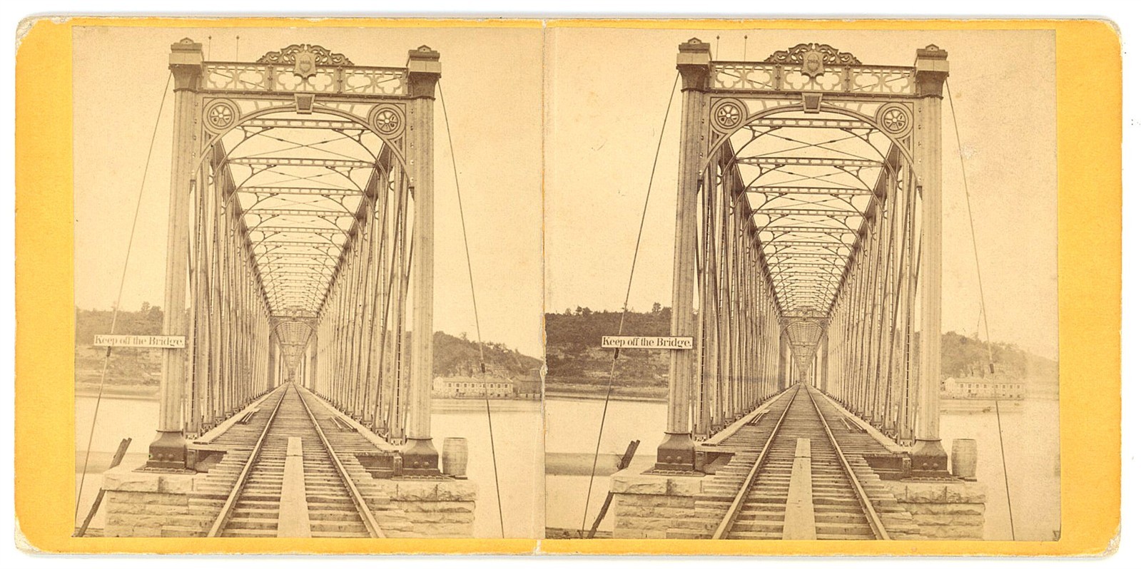 IOWA STEREOVIEW - Dubuque Bridge - Samuel Root 1860s EARLY IOWA STEREOVIEW - Dubuque Bridge - Samuel Root 1860s EARLY