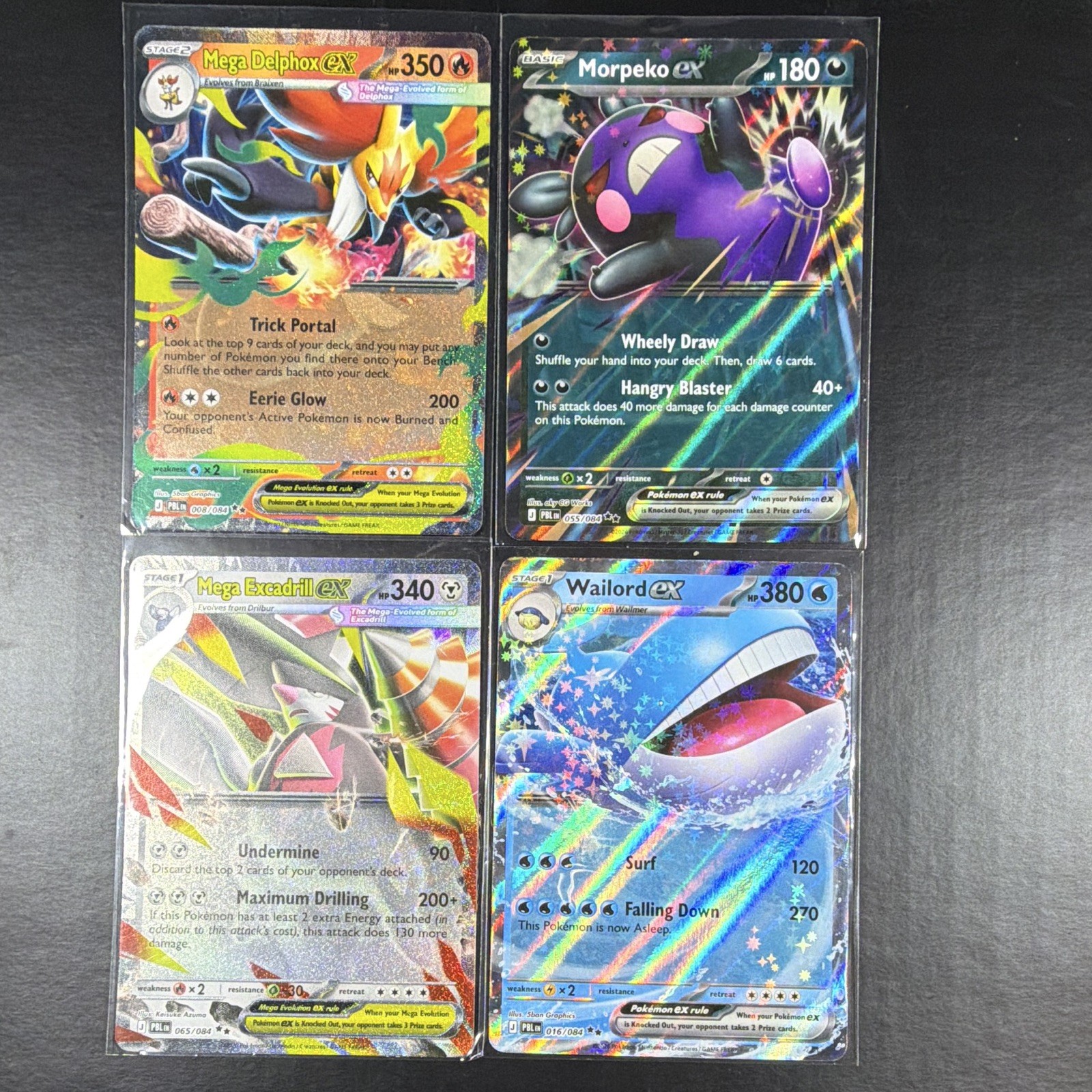Pokémon TCG Pitch Black Card Lot of 4 Ex: Delphox, Excadrill, Wailord, Morpeko