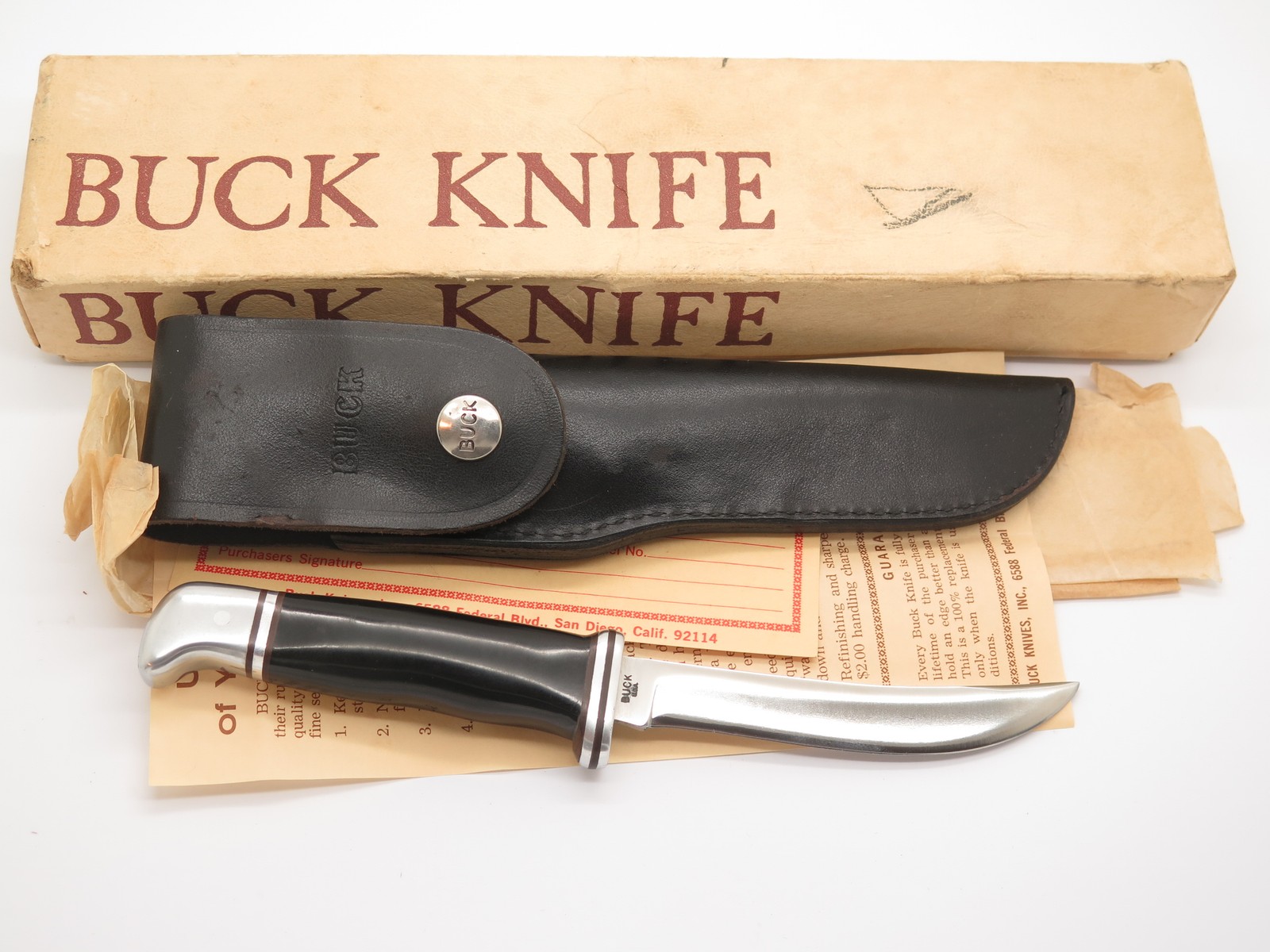 Vintage 1967-72 Buck 118 Personal Two 2 Liner Fixed Blade Hunting Knife & Box Vintage 1967-72 Buck 118 Personal Two 2 Liner Fixed Blade Hunting Knife & Box