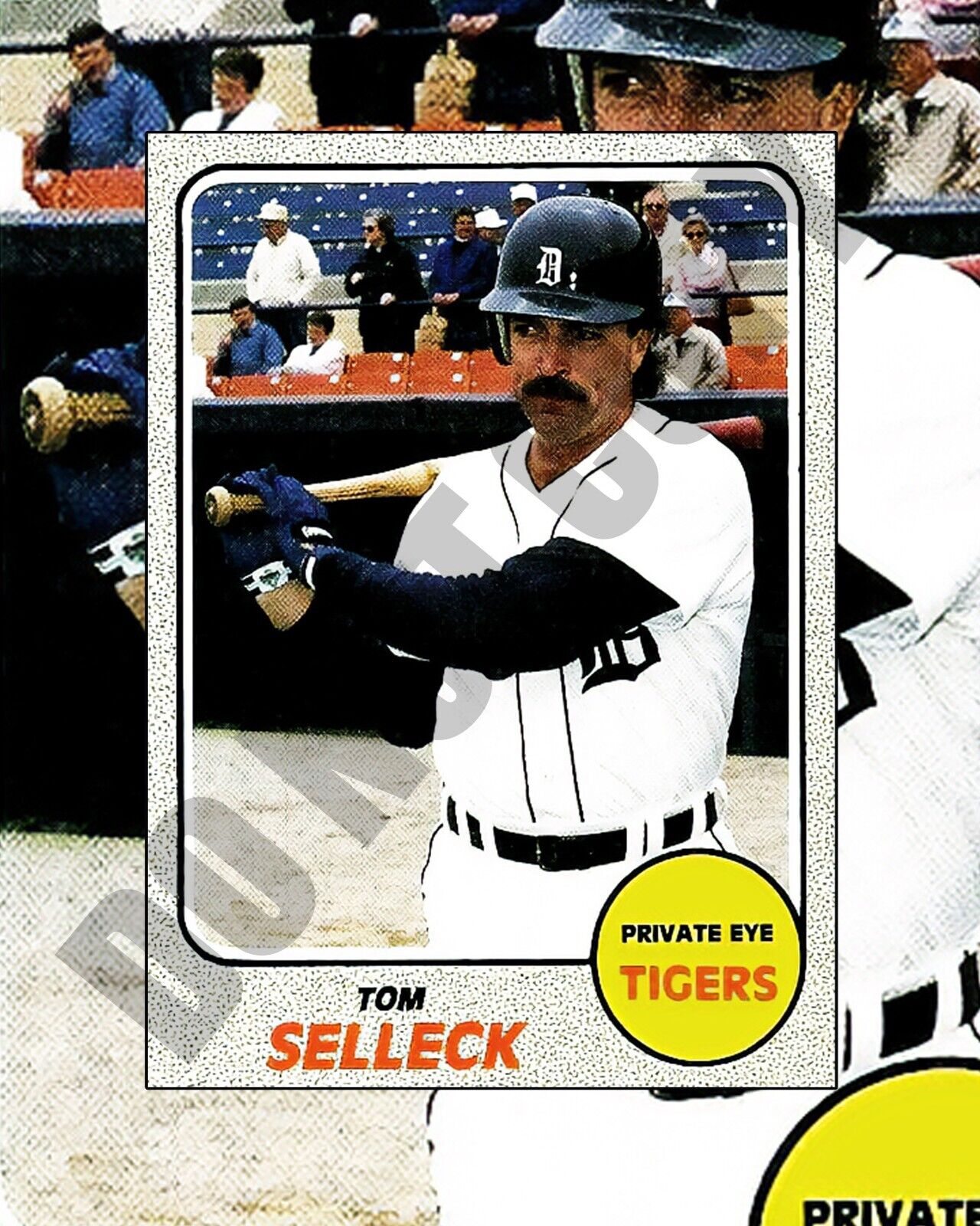 Tom Selleck In Detroit Tigers Uniform Batting Practice Trading Card 8x10 Photo