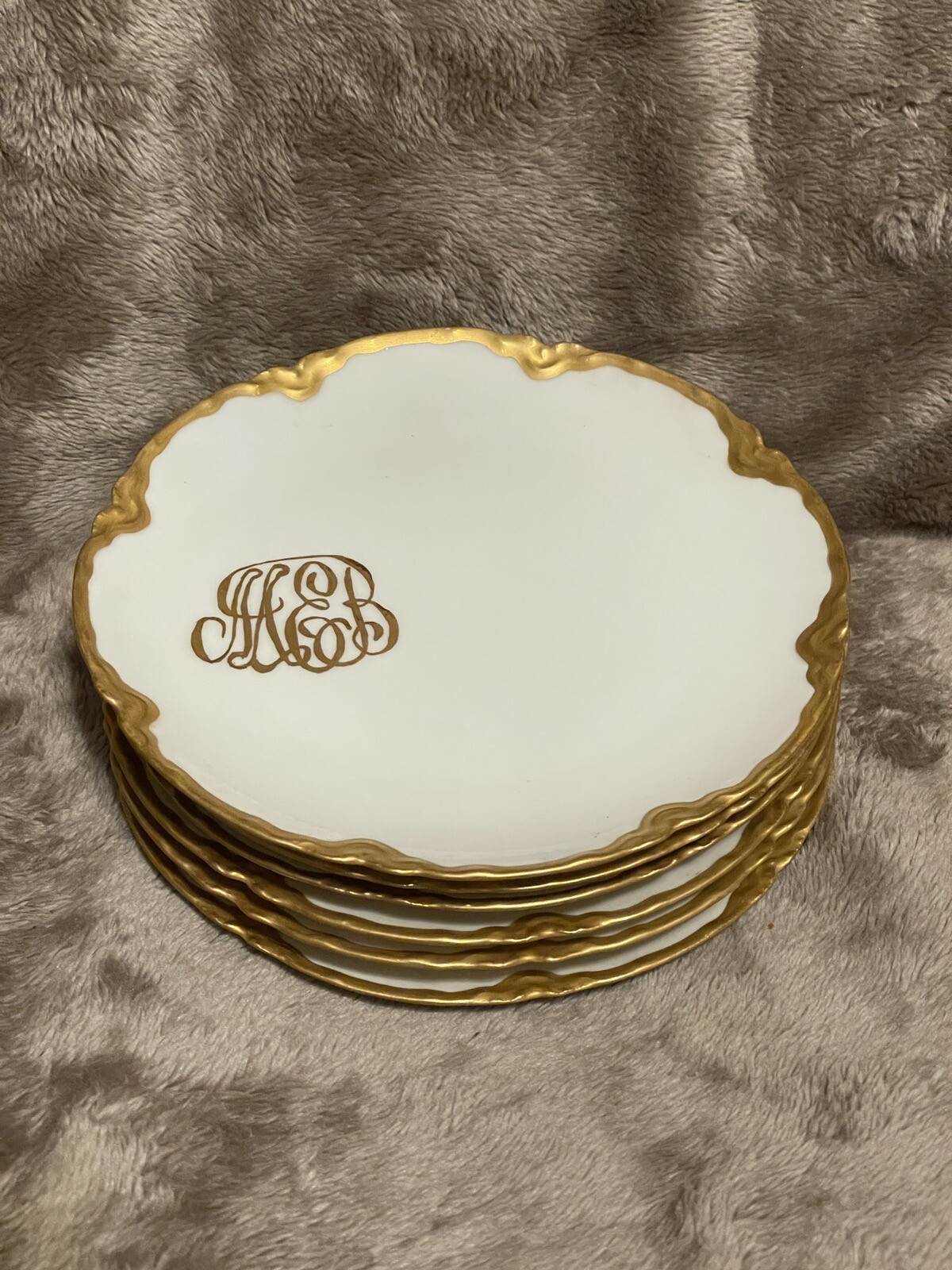 Haviland France Gold Hand Painted Monogrammed 6” Limoges Plates - Set of 6 Haviland France Gold Hand Painted Monogrammed 6” Limoges Plates - Set of 6