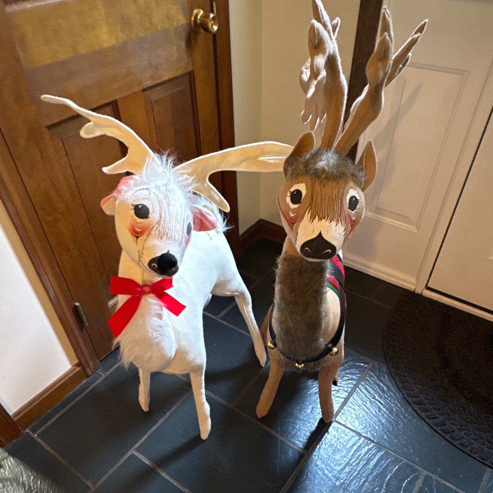 2002 Vintage Annalee Reindeer Pair 42” Large Christmas Display Dolls Made USA 2002 Vintage Annalee Reindeer Pair 42” Large Christmas Display Dolls Made USA