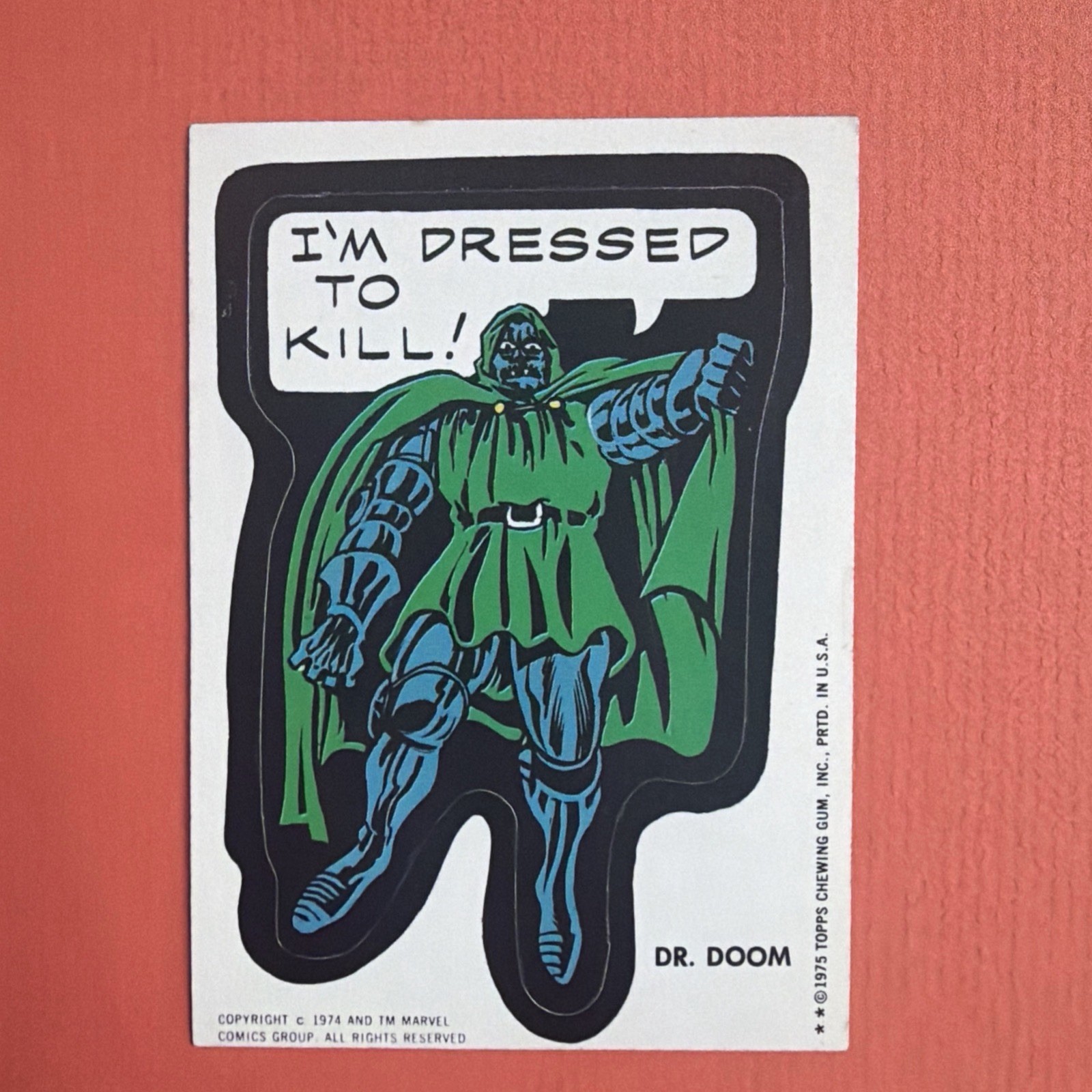 1975 Topps Marvel Dr. Doom Sticker Card Rookie 1975 Topps Marvel Dr. Doom Sticker Card Rookie