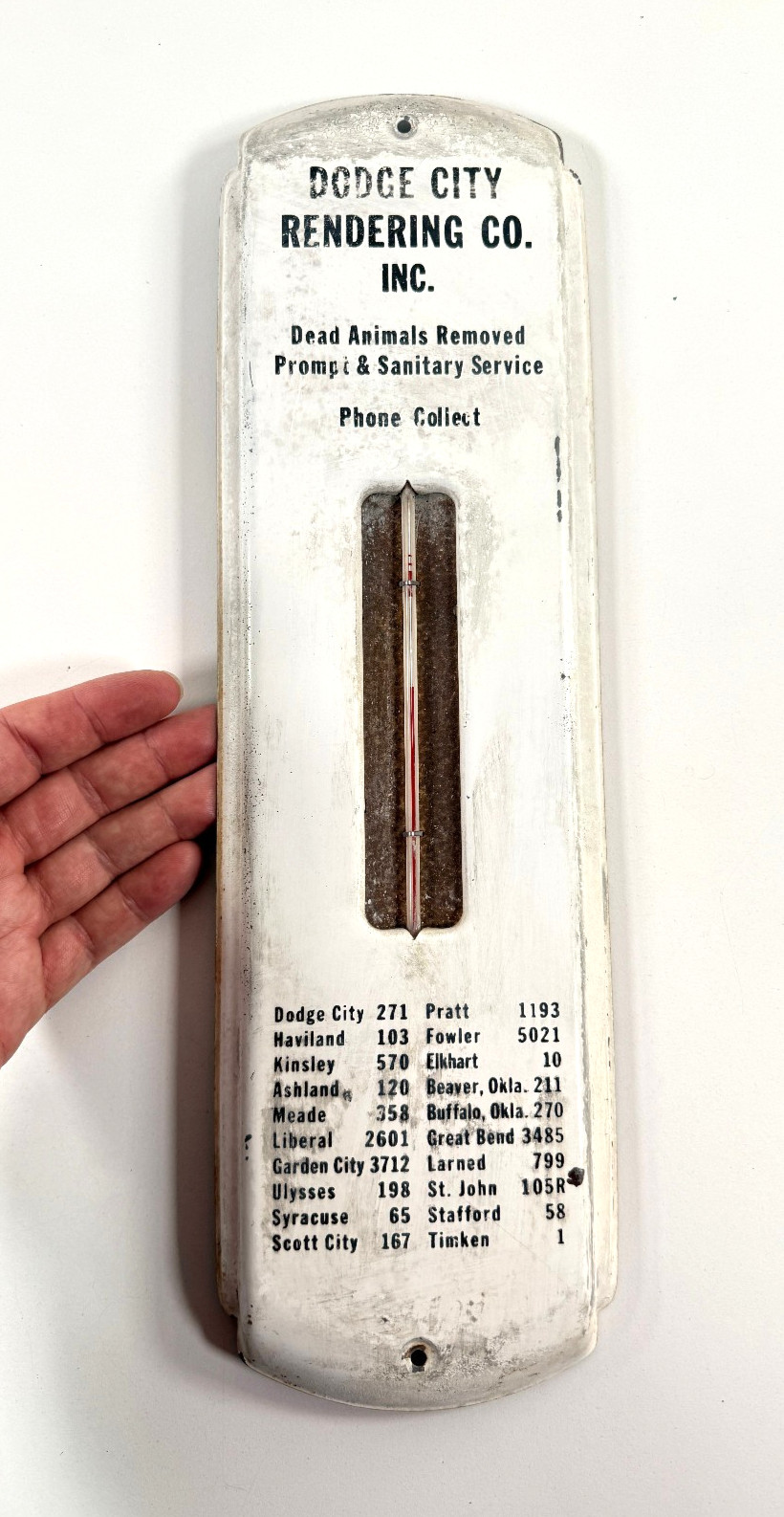 RARE Dodge City Kansas KS Rendering Advertising Thermometer Dead Animals sign RARE Dodge City Kansas KS Rendering Advertising Thermometer Dead Animals sign