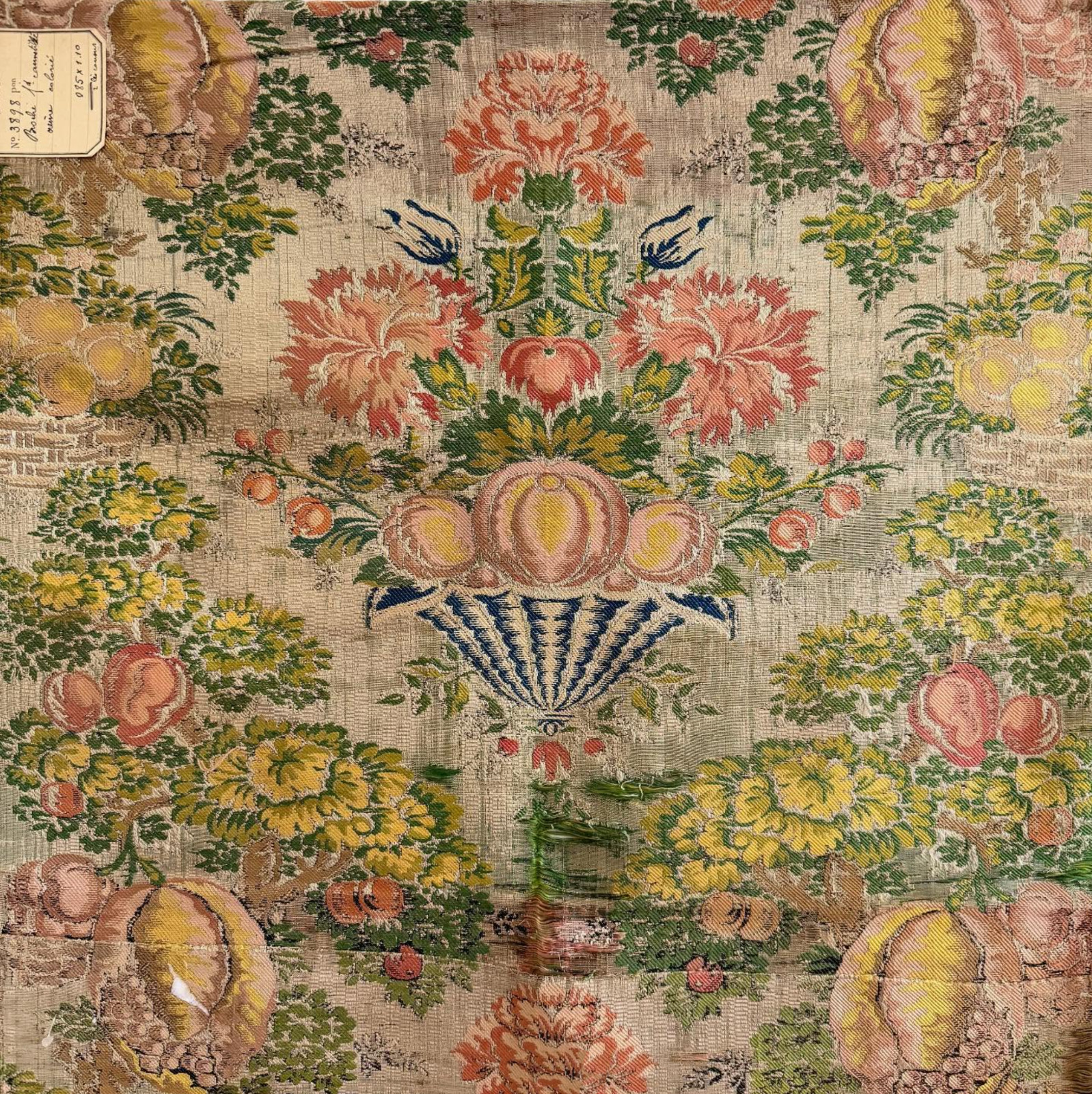 19th Century Rare Antique French Silk Brocade Fabric Panel 19th Century Rare Antique French Silk Brocade Fabric Panel