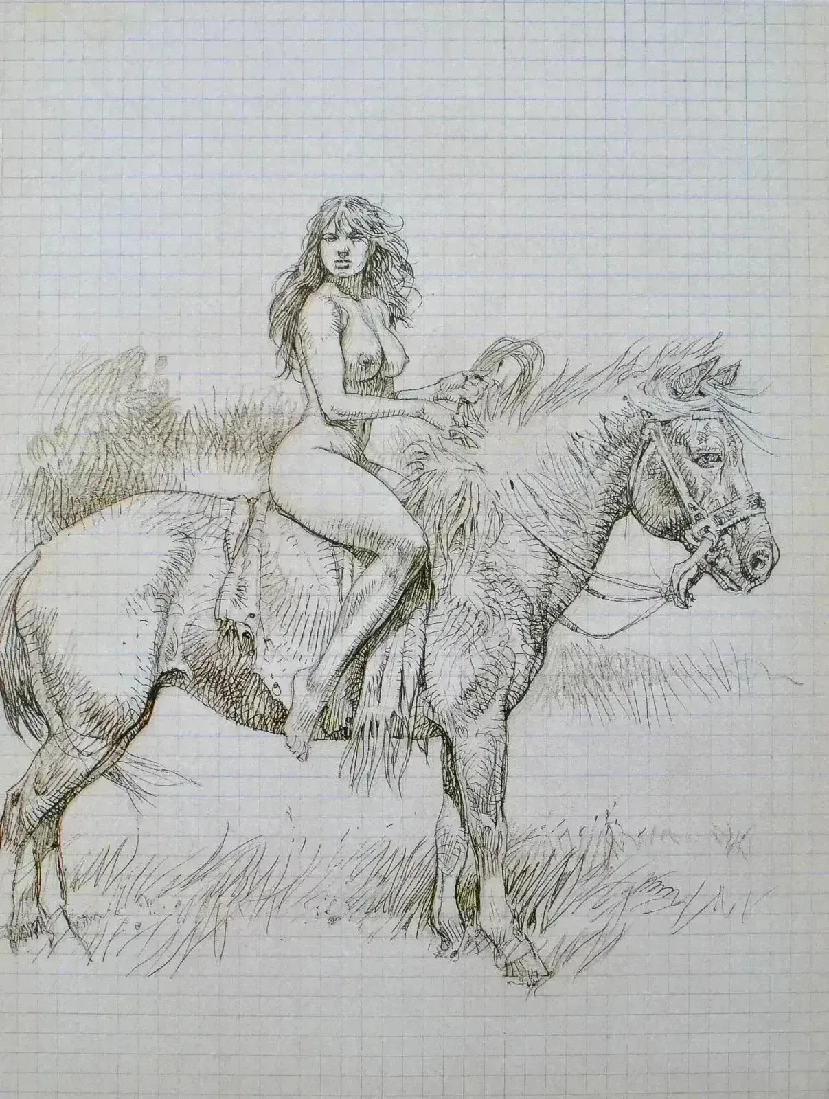 Paolo Serpieri: The Horsewoman, Signed Erotic Ex Libris, 200 Copies, 2009 Paolo Serpieri: The Horsewoman, Signed Erotic Ex Libris, 200 Copies, 2009