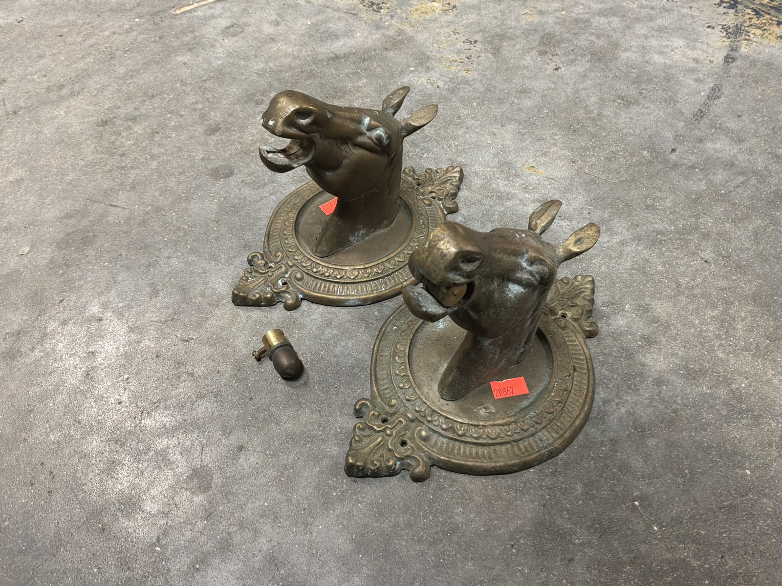 (2) Brass Horse Heads
