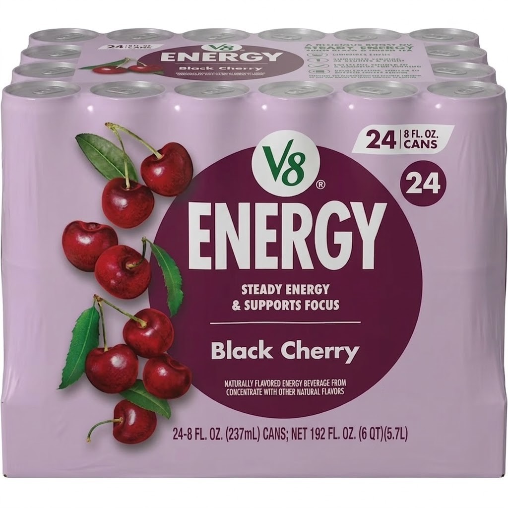 V8 Energy Black Cherry Energy Drink, 8 fl oz Can (24 Pack) V8 Energy Black Cherry Energy Drink, 8 fl oz Can (24 Pack)