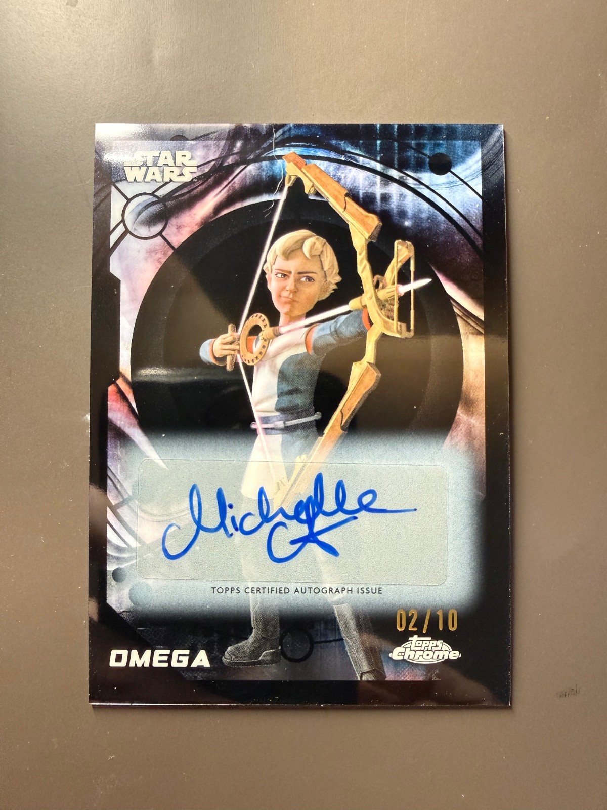 2026 Topps Chrome Star Wars Michelle Ang Omega Black Refractor Auto /10 02/10 2026 Topps Chrome Star Wars Michelle Ang Omega Black Refractor Auto /10 02/10