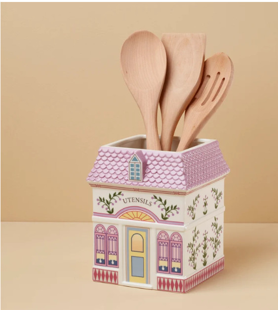 2026 Lenox Spice Village Utensil Crock with Wood Utensils Porcelain Figurine 2nd