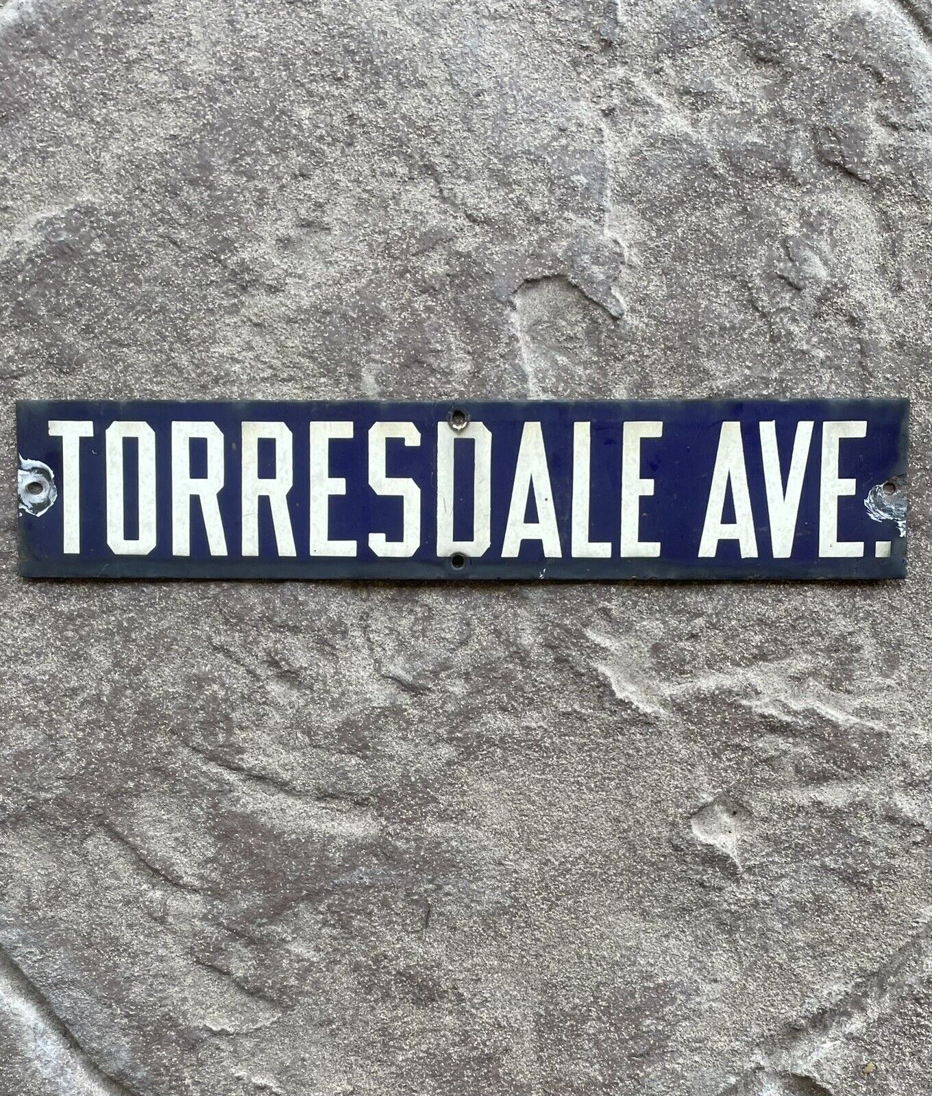 Vintage Blue Porcelain Street Sign “Torresdale Ave” Historical Phila Sign R