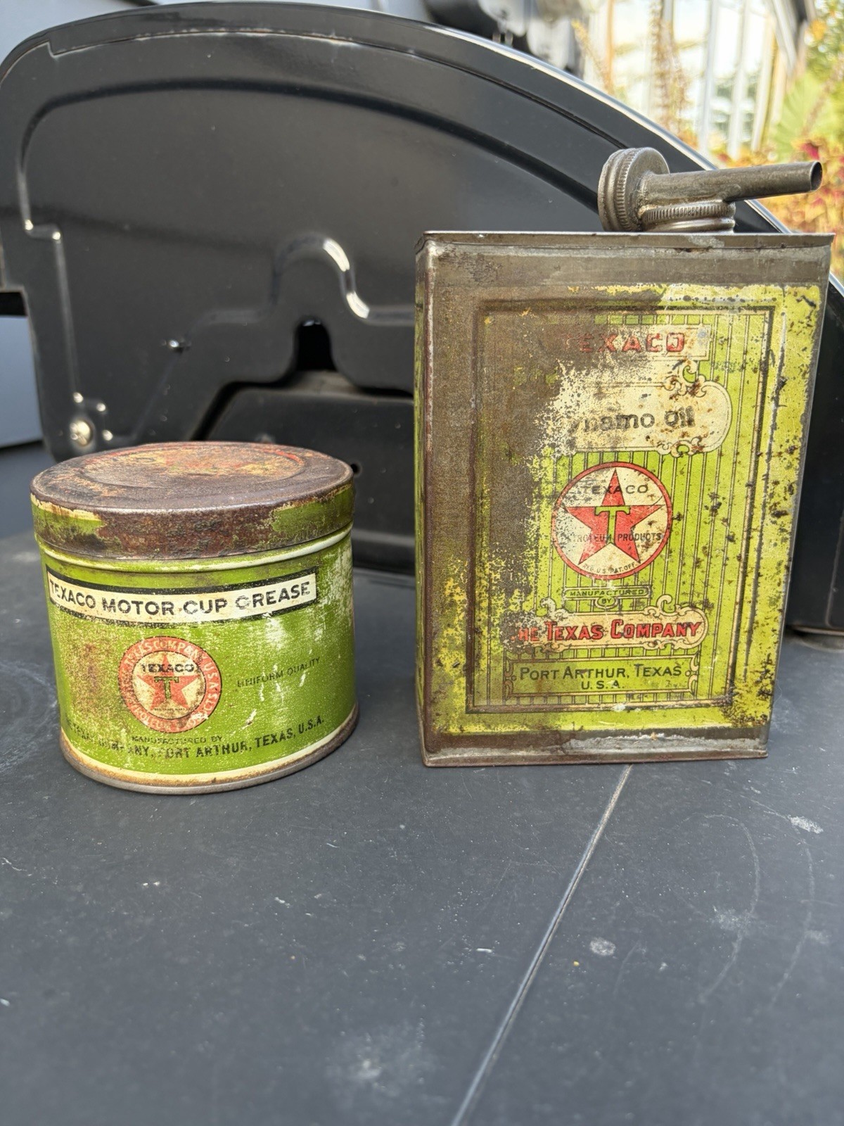 2-Vintage Texaco Dynamo Oil Cup Grease Advertising Cans Port Arthur Texas Empty 2-Vintage Texaco Dynamo Oil Cup Grease Advertising Cans Port Arthur Texas Empty