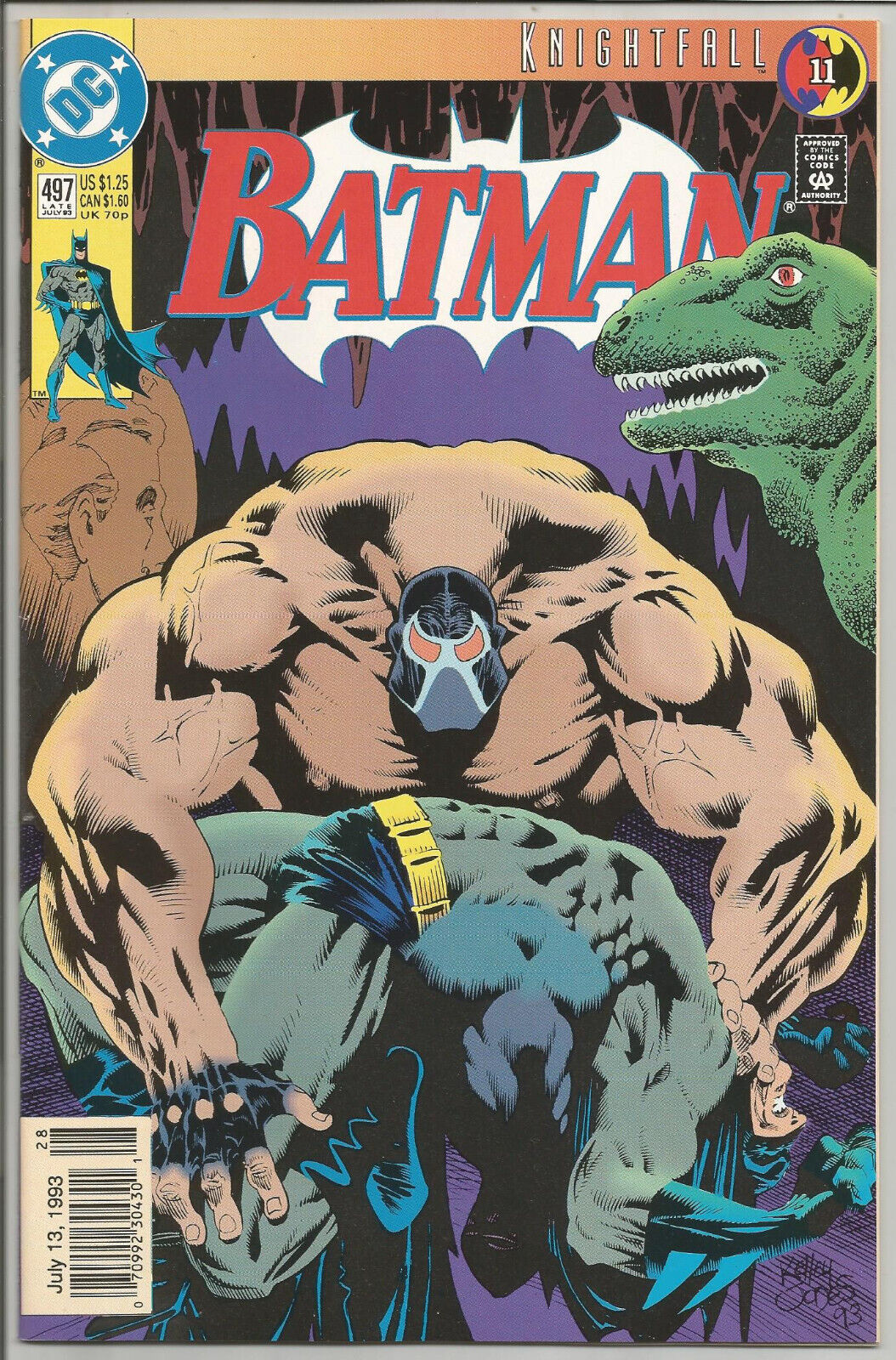 BATMAN #497 Newsstand (1993, DC) Knightfall (Part 11) BANE Breaks Batmans Back