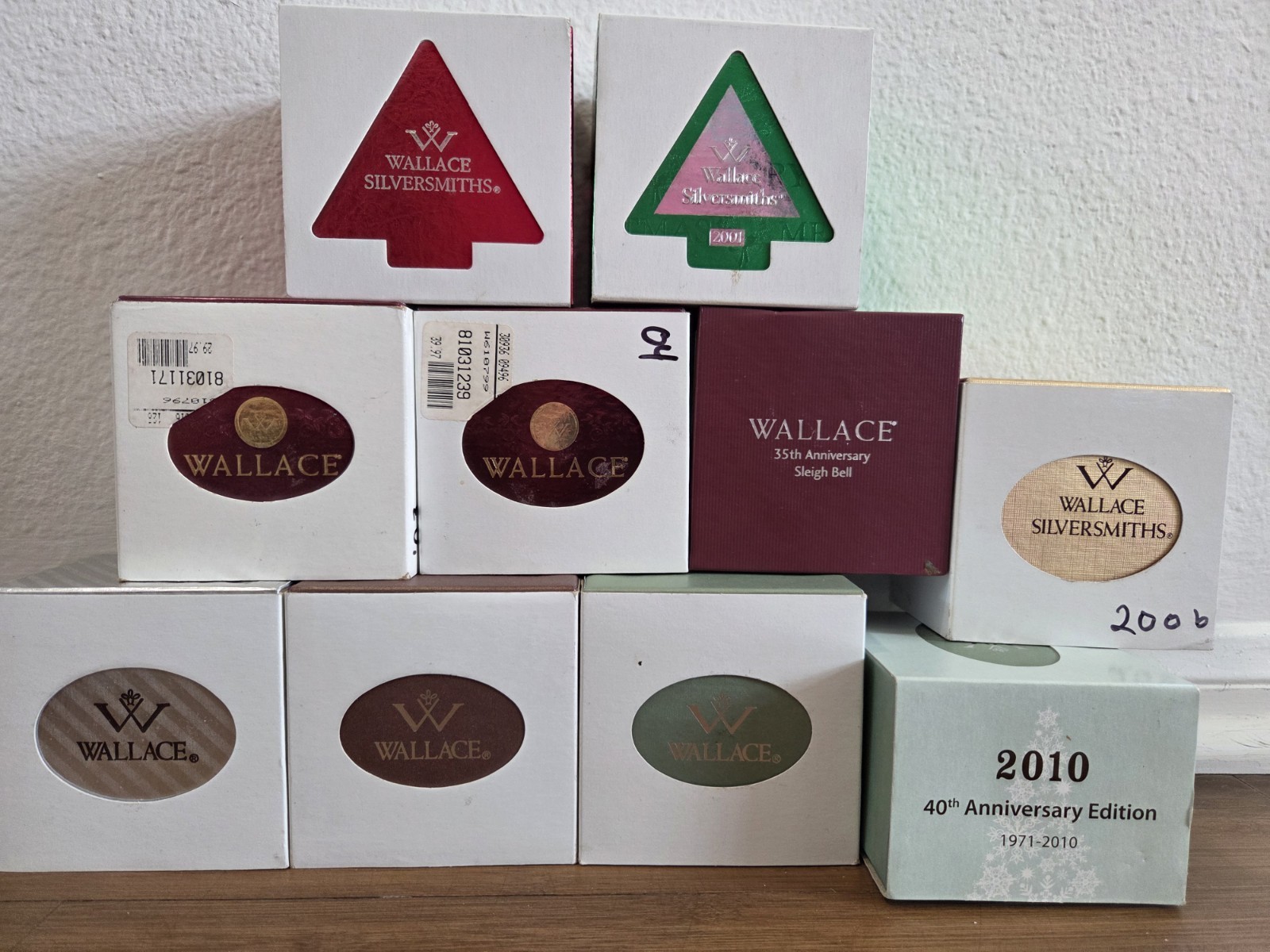 Vintage WALLACE SILVERSMITH Lot of 10 Sleigh Bells w/Boxes & Bags 2001-2010 Vintage WALLACE SILVERSMITH Lot of 10 Sleigh Bells w/Boxes & Bags 2001-2010