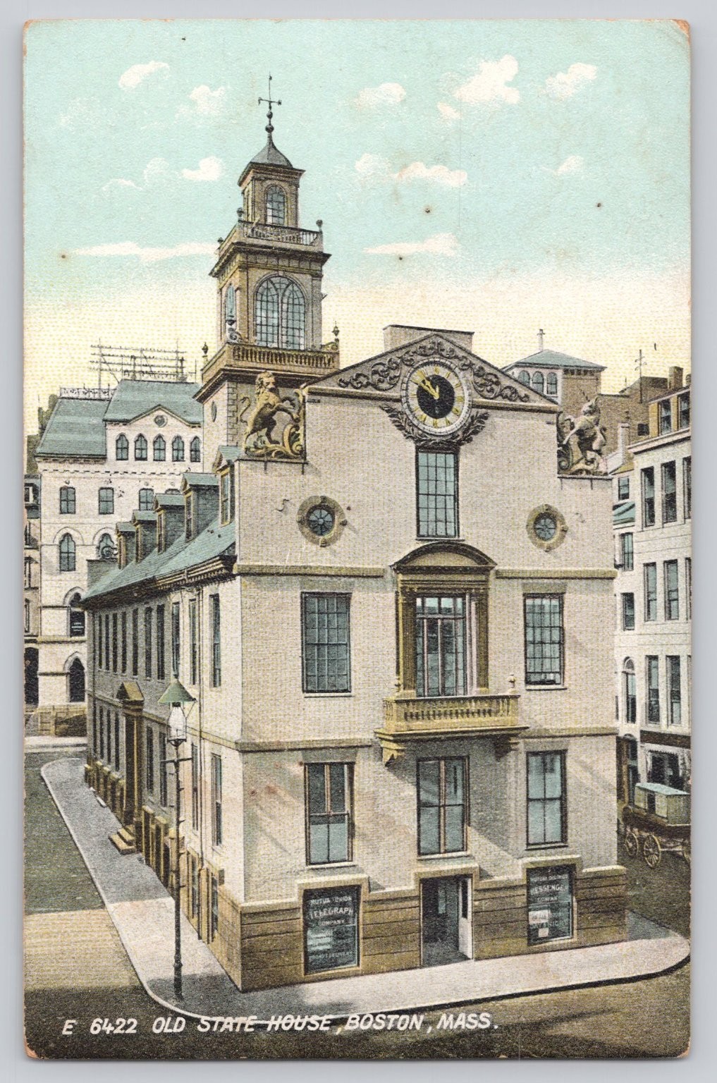 Old State House Boston MA Postcard 1907 Boston Telegraph Messenger Old State House Boston MA Postcard 1907 Boston Telegraph Messenger