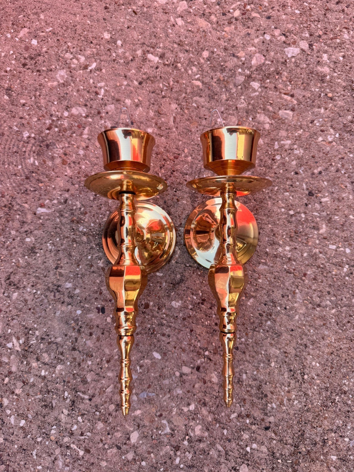 Vintage Pair Solid Brass Wall Candle Sconces Twisted Stem Made In India 9.5 Vintage Pair Solid Brass Wall Candle Sconces Twisted Stem Made In India 9.5