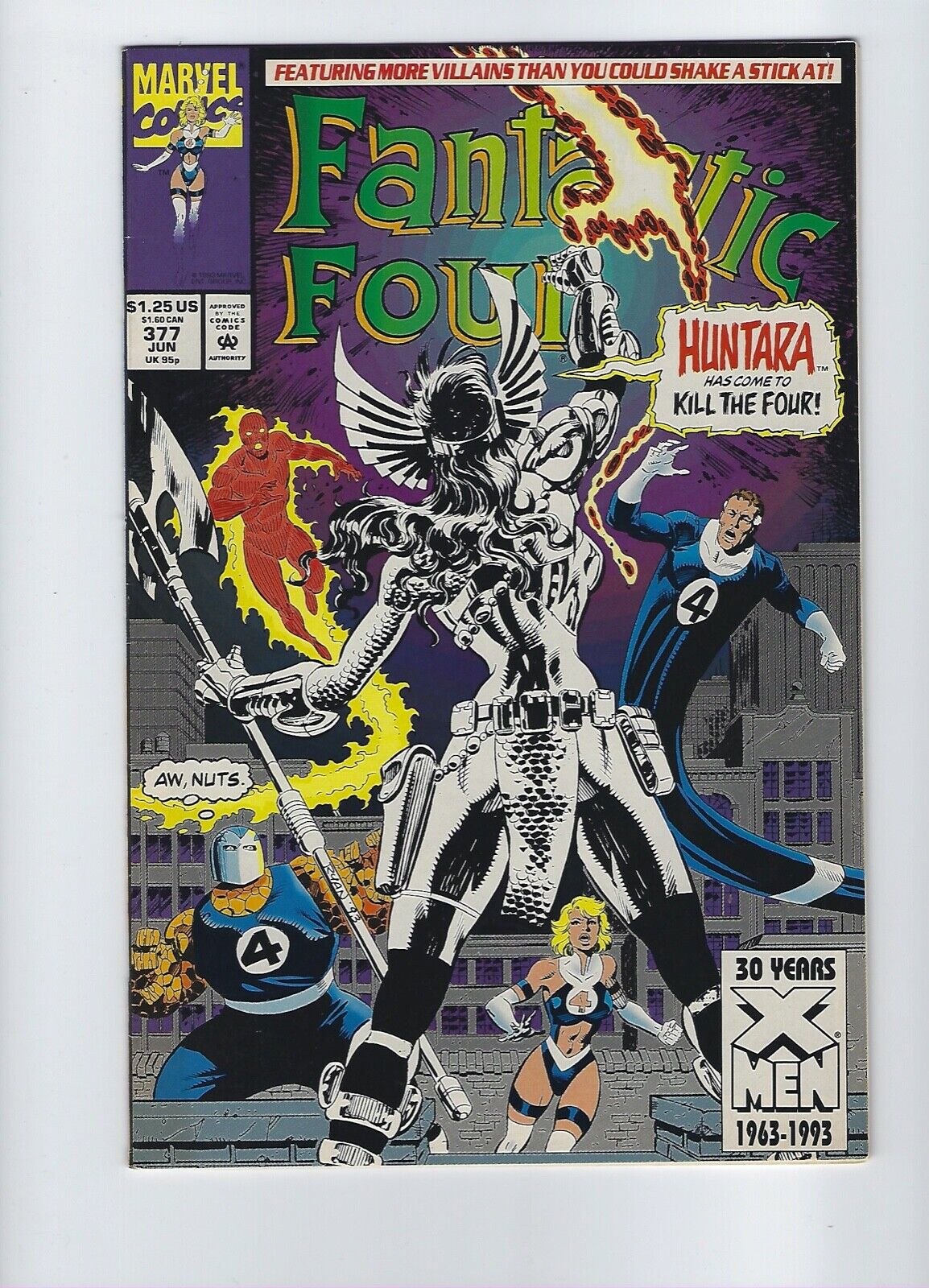 Fantastic Four #377 Marvel 1993 VF/NM 1st Huntara 1st Fearsome Four Key 