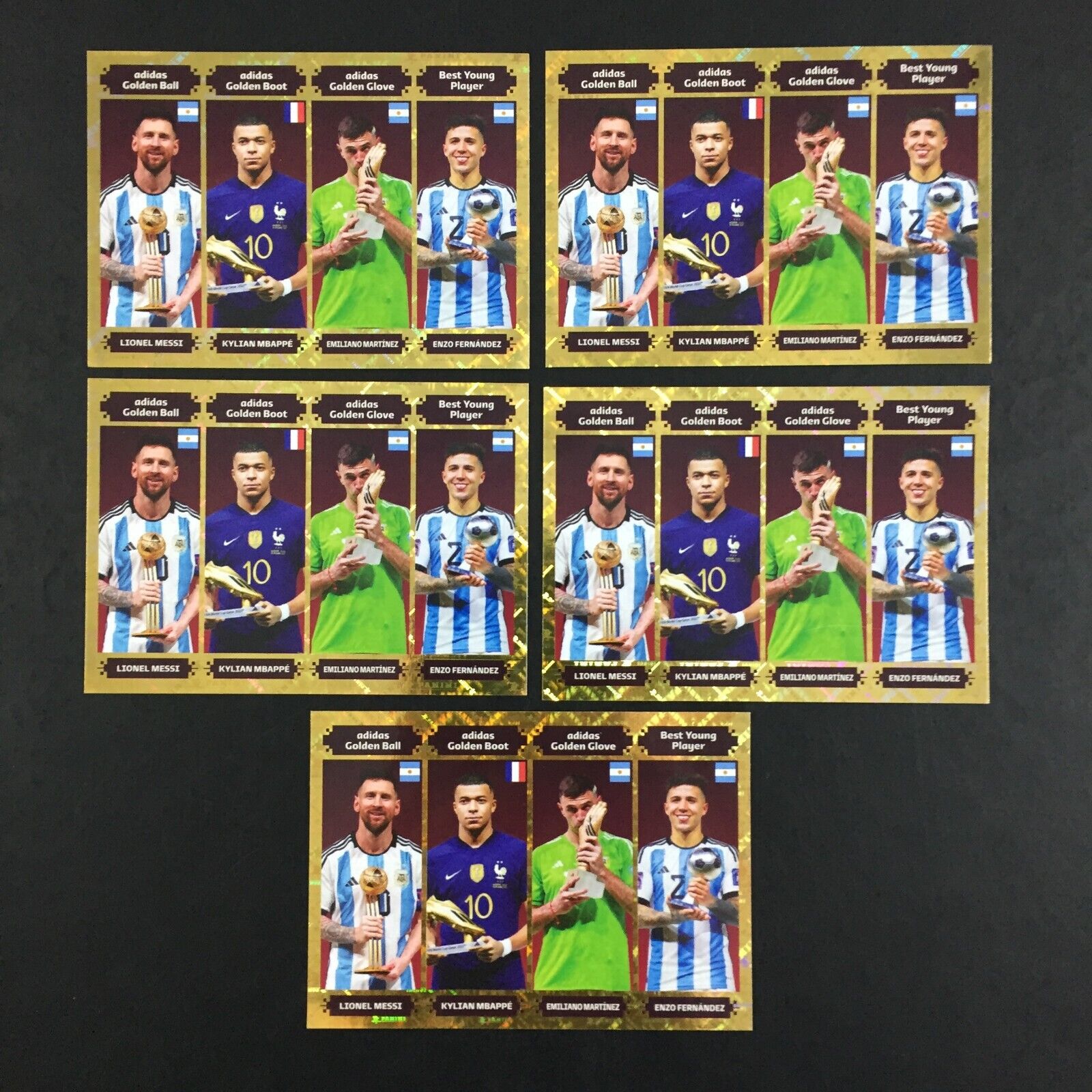 Lionel Messi, Kylian Mbappe 5 Sticker Panini FIFA 365 2024 #416 World Cup 2022