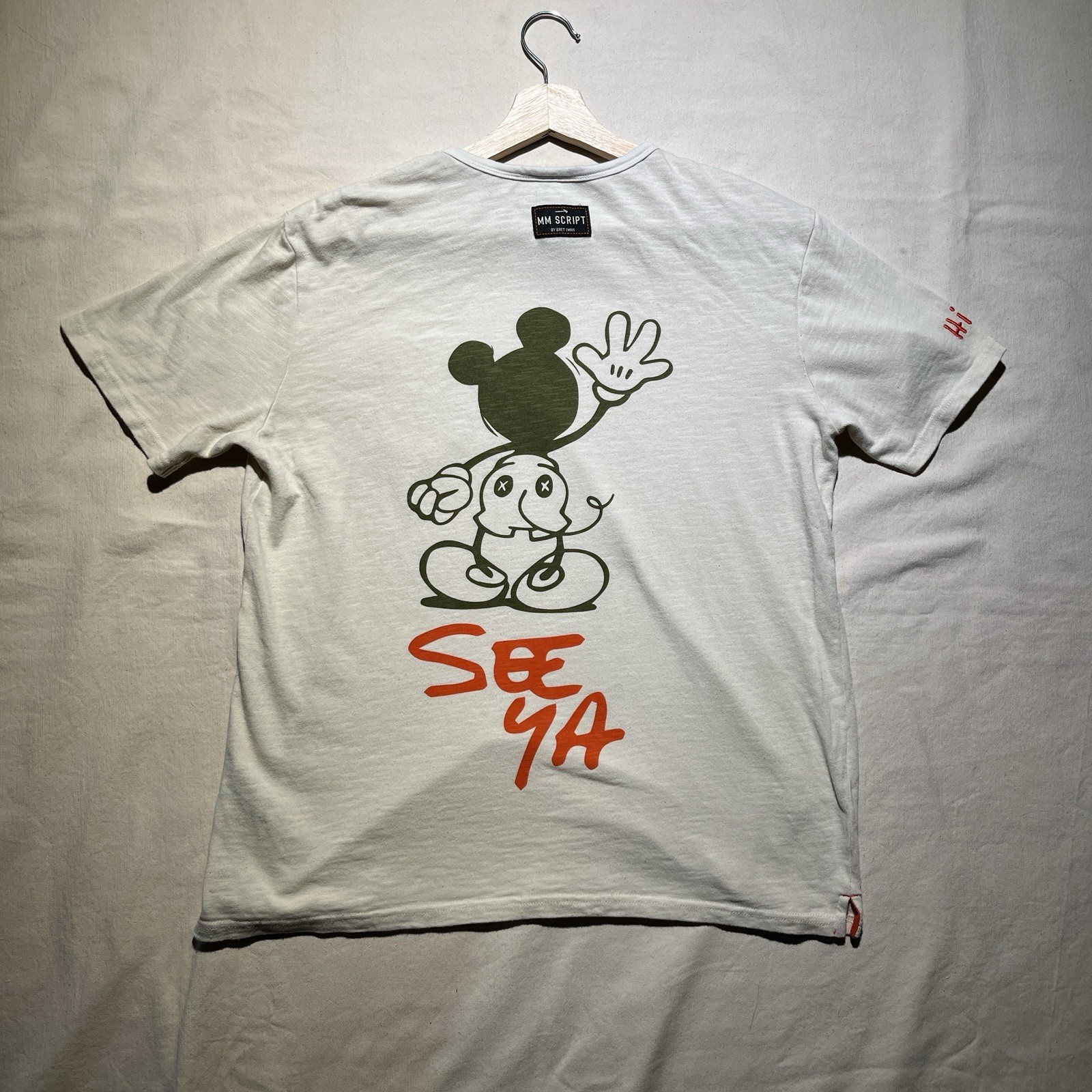 Rare Tokyo Disney T Shirt Mickey Mouse Script Bret Iwan Size Medium Pocket Tee Rare Tokyo Disney T Shirt Mickey Mouse Script Bret Iwan Size Medium Pocket Tee