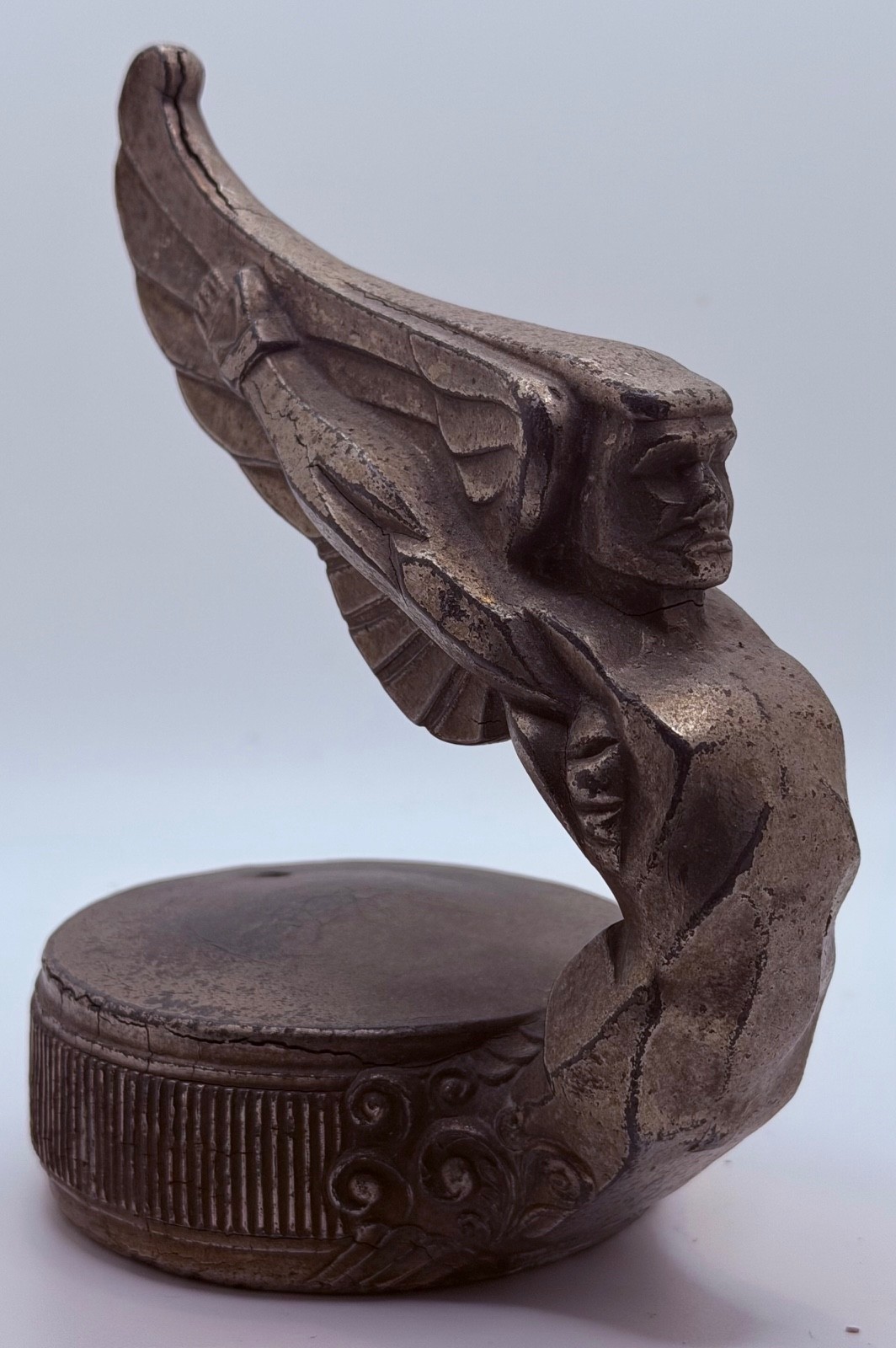 1928 Essex Icarus Winged Man Radiator Cap Hood Ornament Mascot Hudson