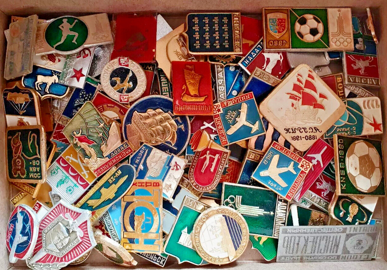 Vintage Collection Russian Soviet Pin Badge USSR Set 50 pcs. Vintage Collection Russian Soviet Pin Badge USSR Set 50 pcs.