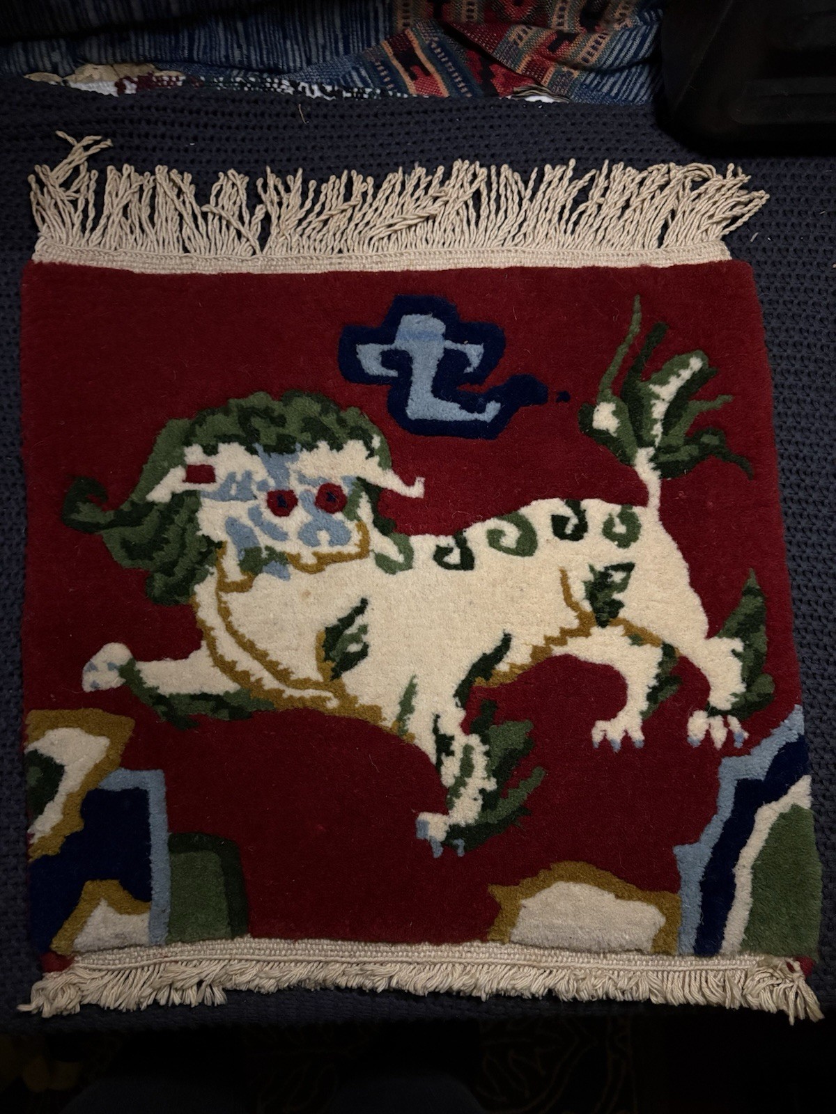Rare Vintage Tibetan Animal Rug / Hanging Wall Art Wool 24 Rare Vintage Tibetan Animal Rug / Hanging Wall Art Wool 24