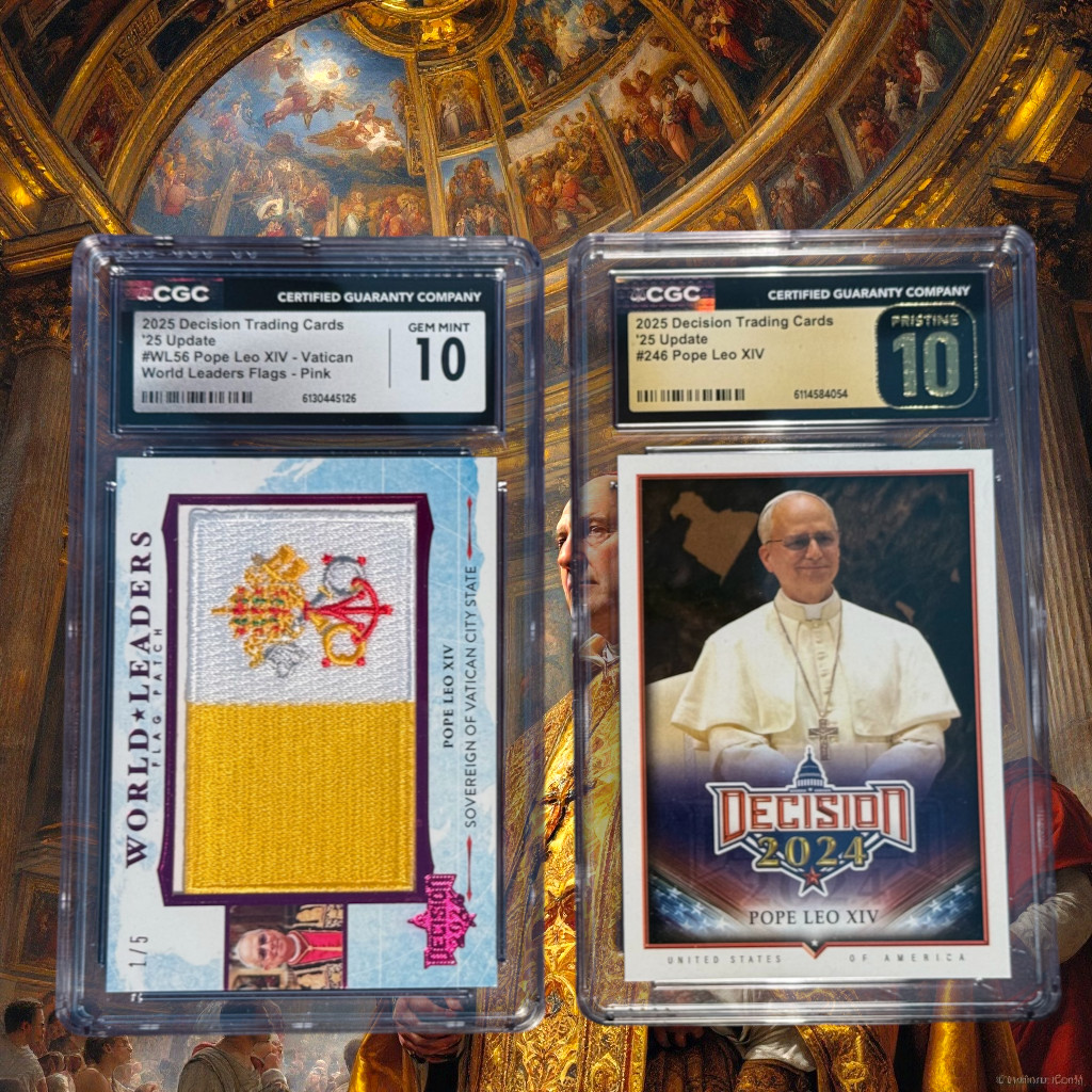 Decision 2024 Pope Leo XIV Vatican Flag Patch CGC 10 Gem Mint + PRISTINE 10 Pope Decision 2024 Pope Leo XIV Vatican Flag Patch CGC 10 Gem Mint + PRISTINE 10 Pope