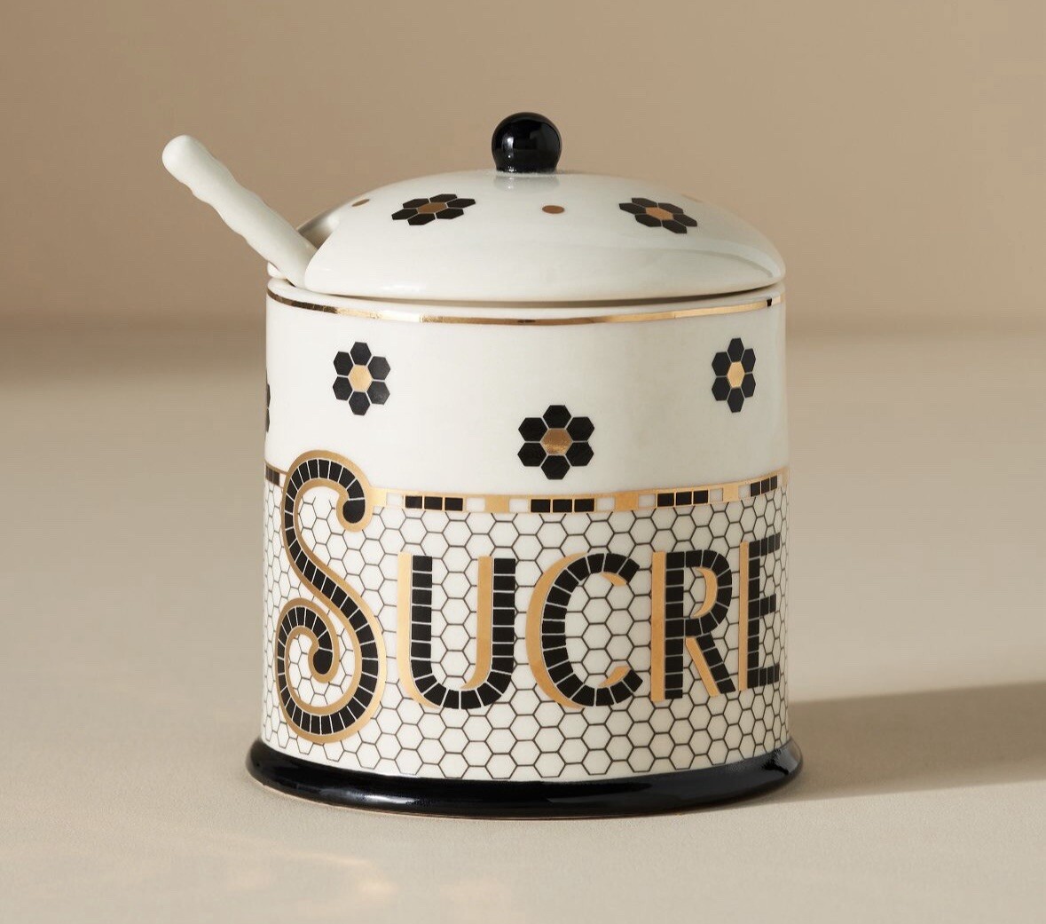 NEW ANTHROPOLOGIE BISTRO TILE MOSAIC SUGAR POT BOWL 3 PC FRENCH COLLECTION SUCRE