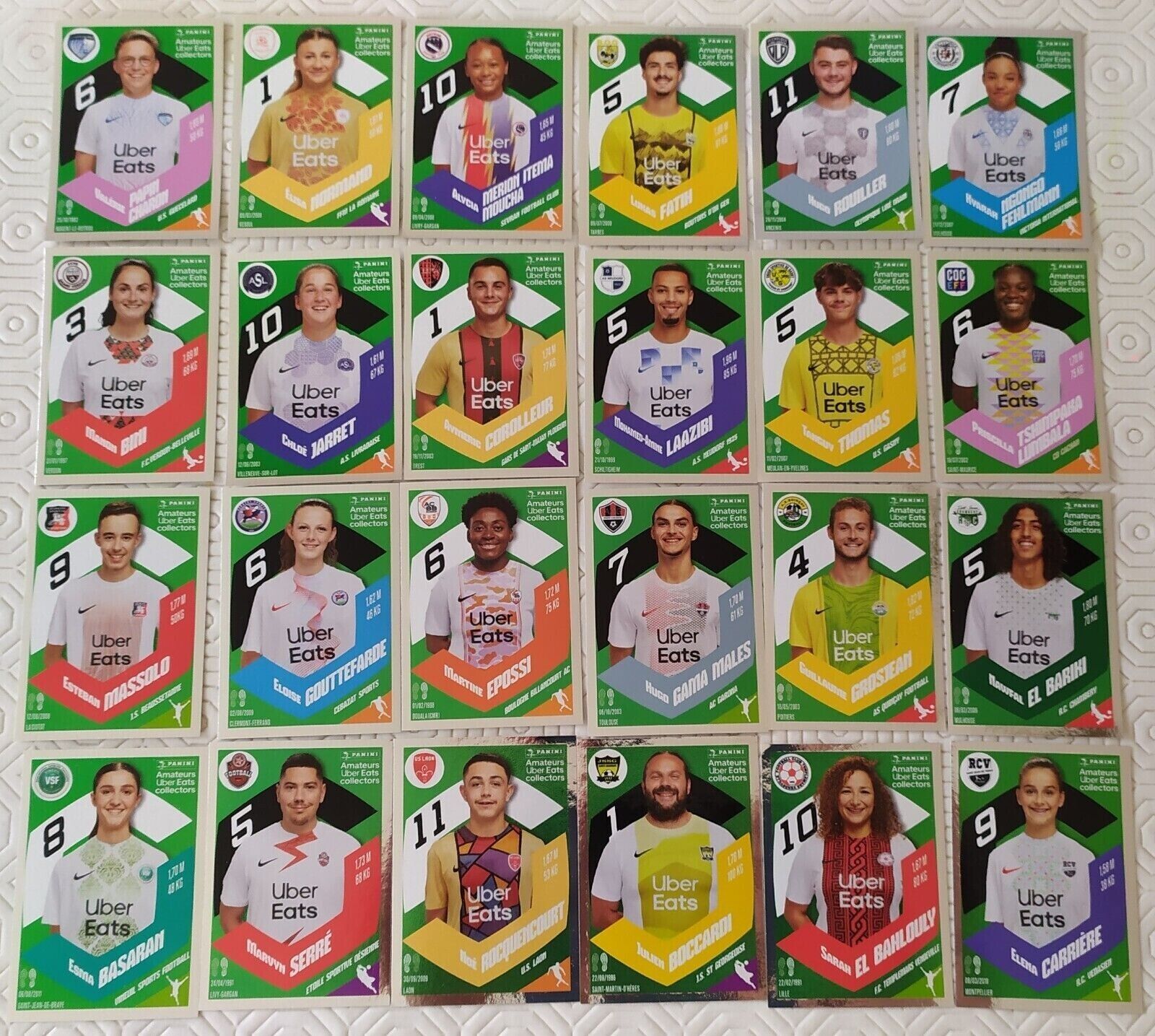 PANINI FOOT 2024 UE01 TO UE24 AMATEURS UBER EATS EXTRA STICKERS COMPLETE LOT