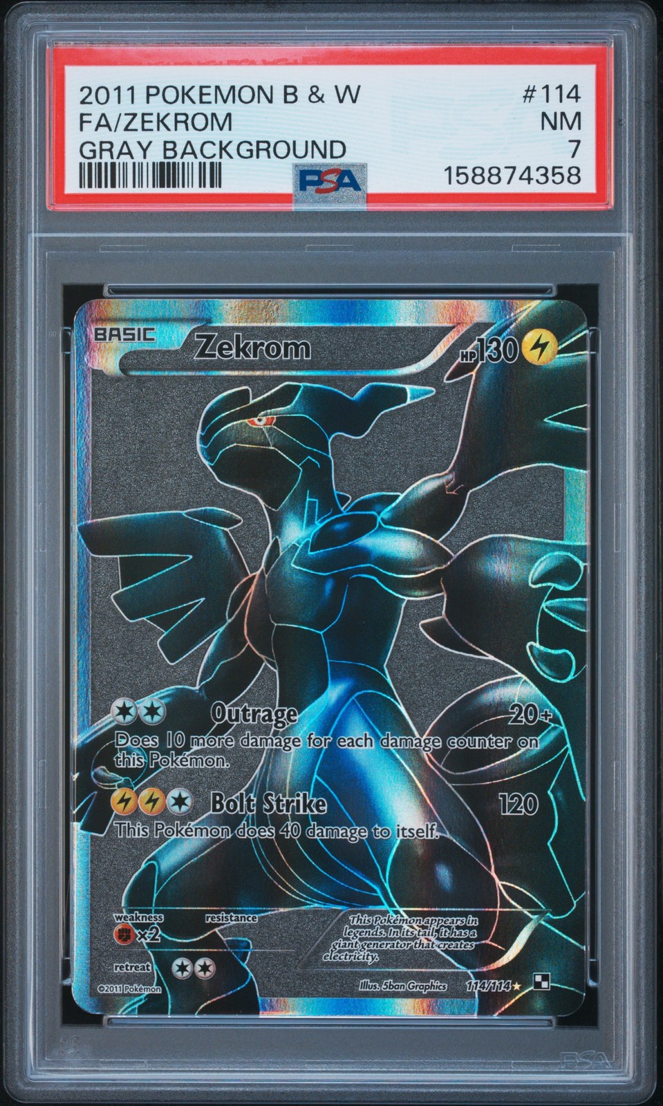 PSA 7 ZEKROM 114/114 | Black & White Gray Background Pokemon Card PSA 7 ZEKROM 114/114 | Black & White Gray Background Pokemon Card
