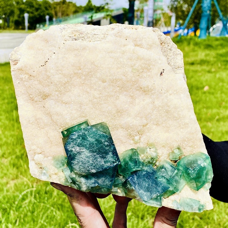4.96LB Top Natural green cubic fluorite quartzcrystal mineralspecimen 4.96LB Top Natural green cubic fluorite quartzcrystal mineralspecimen