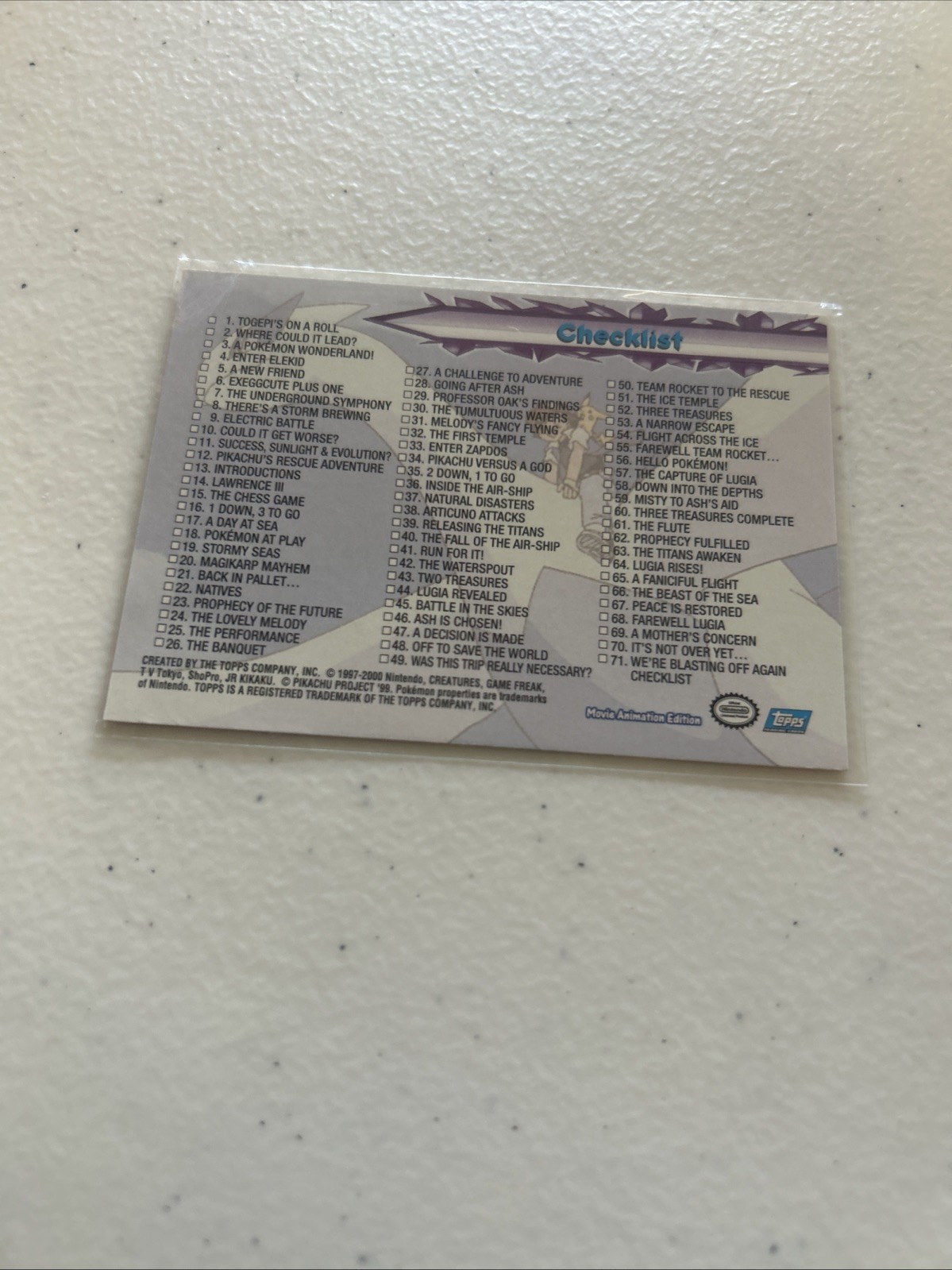 2000 Topps Pokemon the movie 2000 - Complete set 72/72 (EX) Used Condition LUGIA 2000 Topps Pokemon the movie 2000 - Complete set 72/72 (EX) Used Condition LUGIA