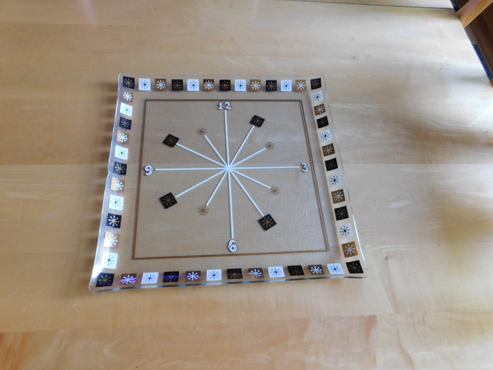 Inland Glass Snowflake Starburst Square Platter MCM Atomic Around the Clock Inland Glass Snowflake Starburst Square Platter MCM Atomic Around the Clock