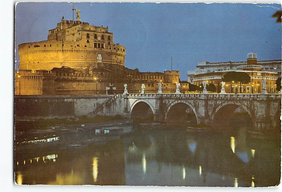 Postcard St. Angels bridge and Castle (by night) Rome Italy Postcard St. Angels bridge and Castle (by night) Rome Italy
