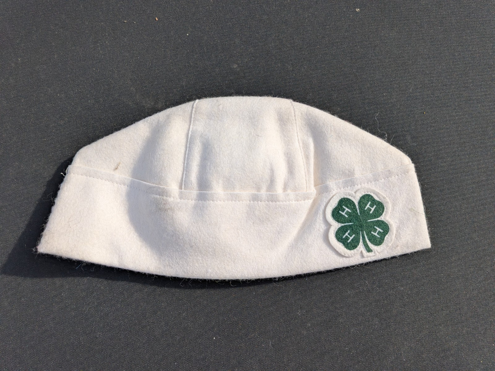 Vintage 4H Member's Hat Garrison Wool Felt White 1950s Clover
