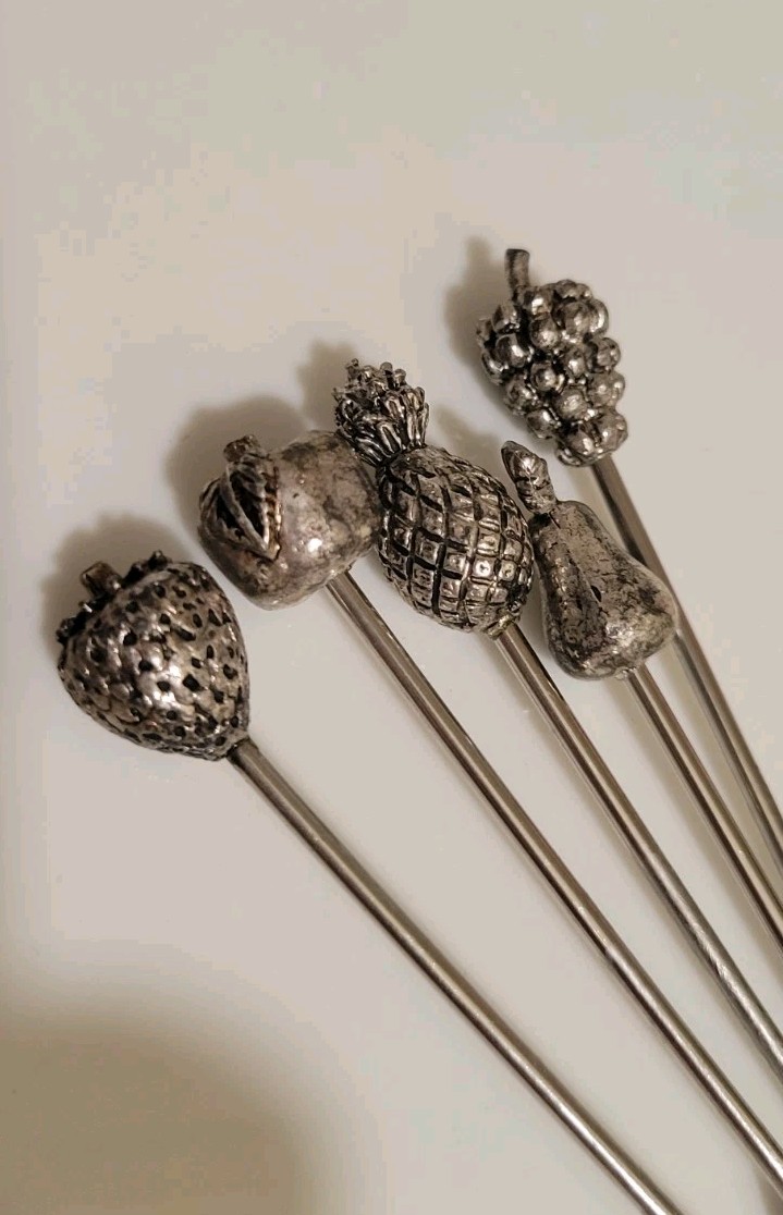 π€© Vintage Metal Cocktail Appetizer Forks Picks Set of 5 Fruit Top Barware Cute π€© Vintage Metal Cocktail Appetizer Forks Picks Set of 5 Fruit Top Barware Cute
