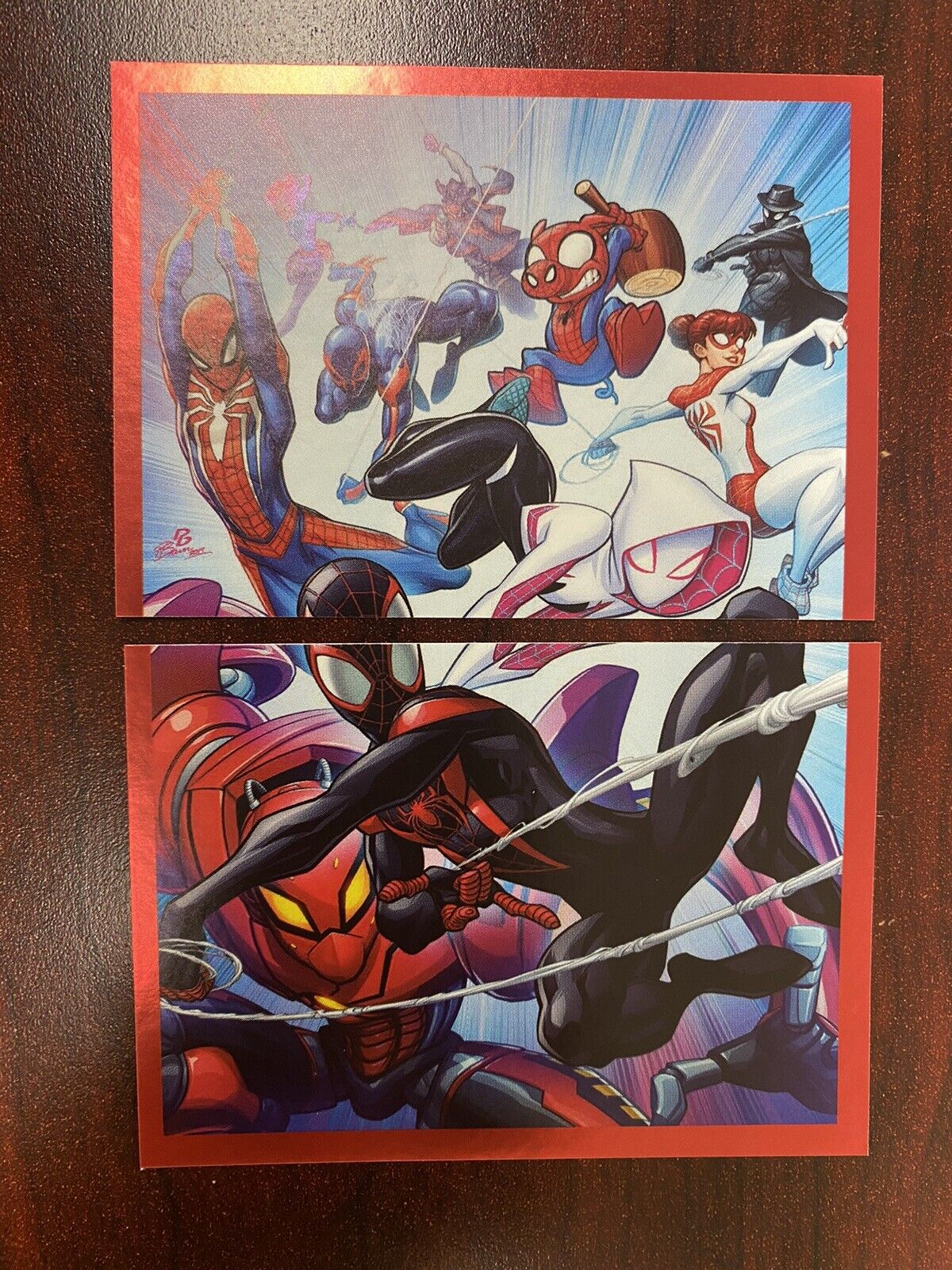 2020 Panini Marvel 80th Anniversary Sticker-#165 & 166 Red foil: Spider-Verse #1