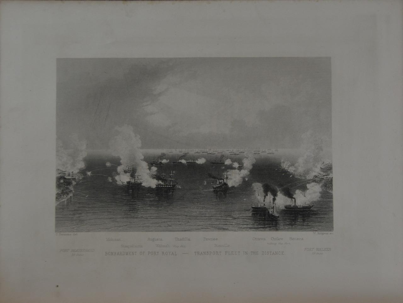 United States Civil War Bombardment of Port Royal Engraving Art Original 1878 United States Civil War Bombardment of Port Royal Engraving Art Original 1878