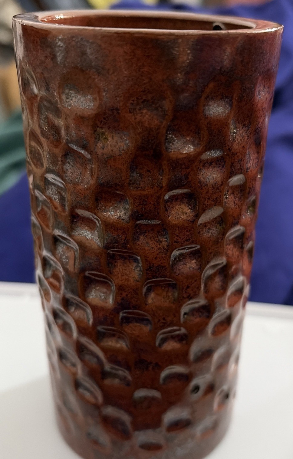 MCM Stoneware Vase L. Hjorth Studio M#021 Metal Bronze Glaze Impress Relief 5.5” MCM Stoneware Vase L. Hjorth Studio M#021 Metal Bronze Glaze Impress Relief 5.5”