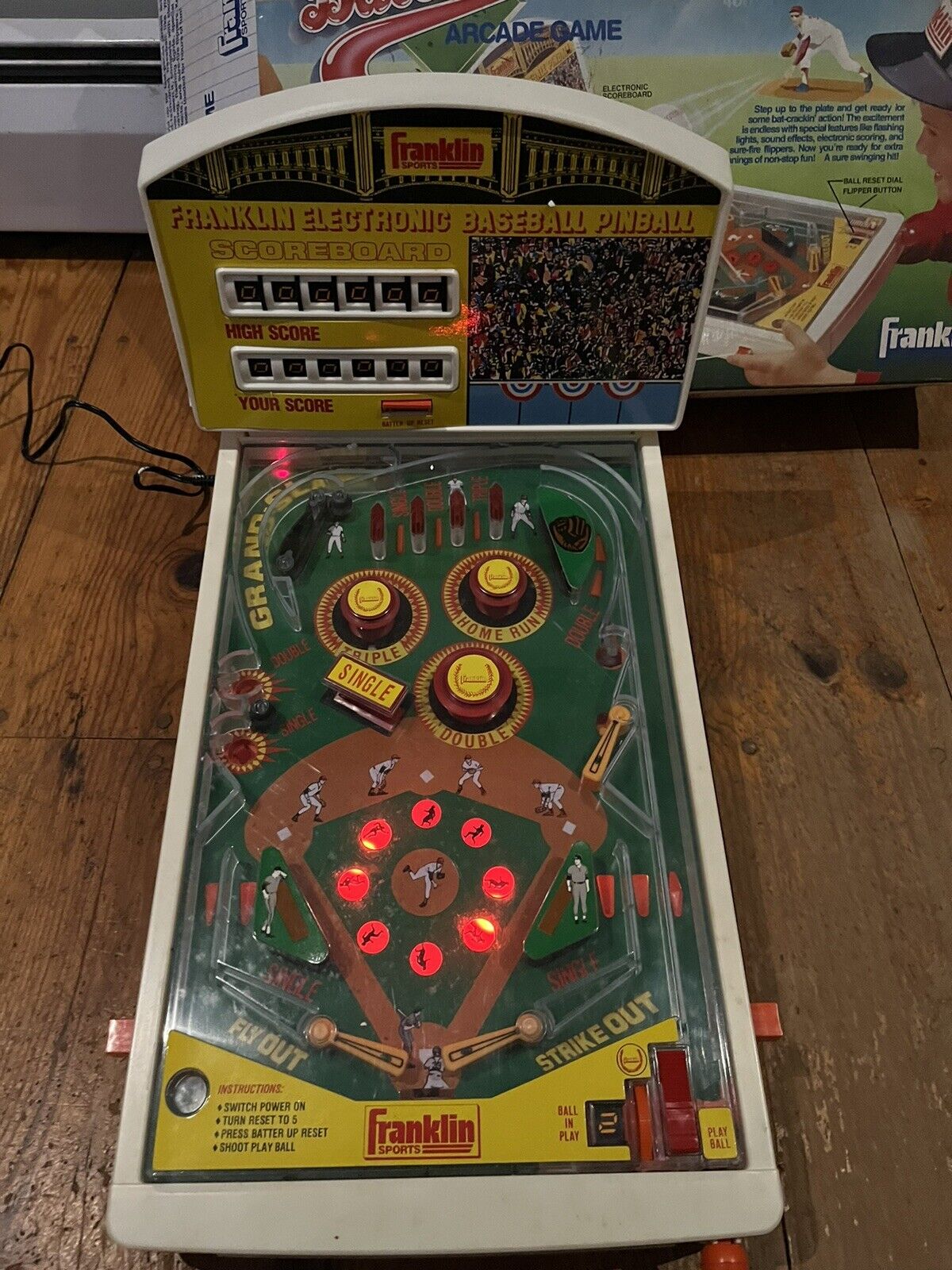 VINTAGE Franklin Electronic Baseball Arcade Game Pinball TESTED In Box