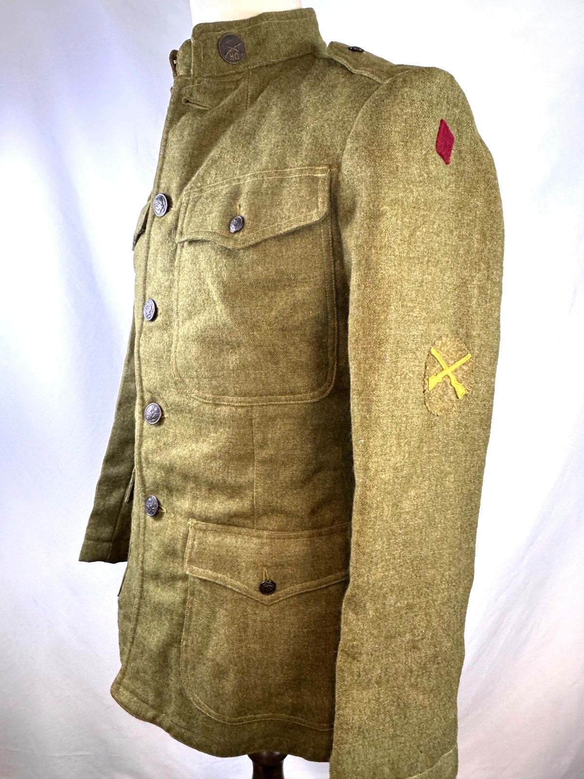 WWI / WW1 US ARMY M1917 TUNIC - 5TH DIV HQ INFANTRY - MAY 1918 DATED DEPOT TAG