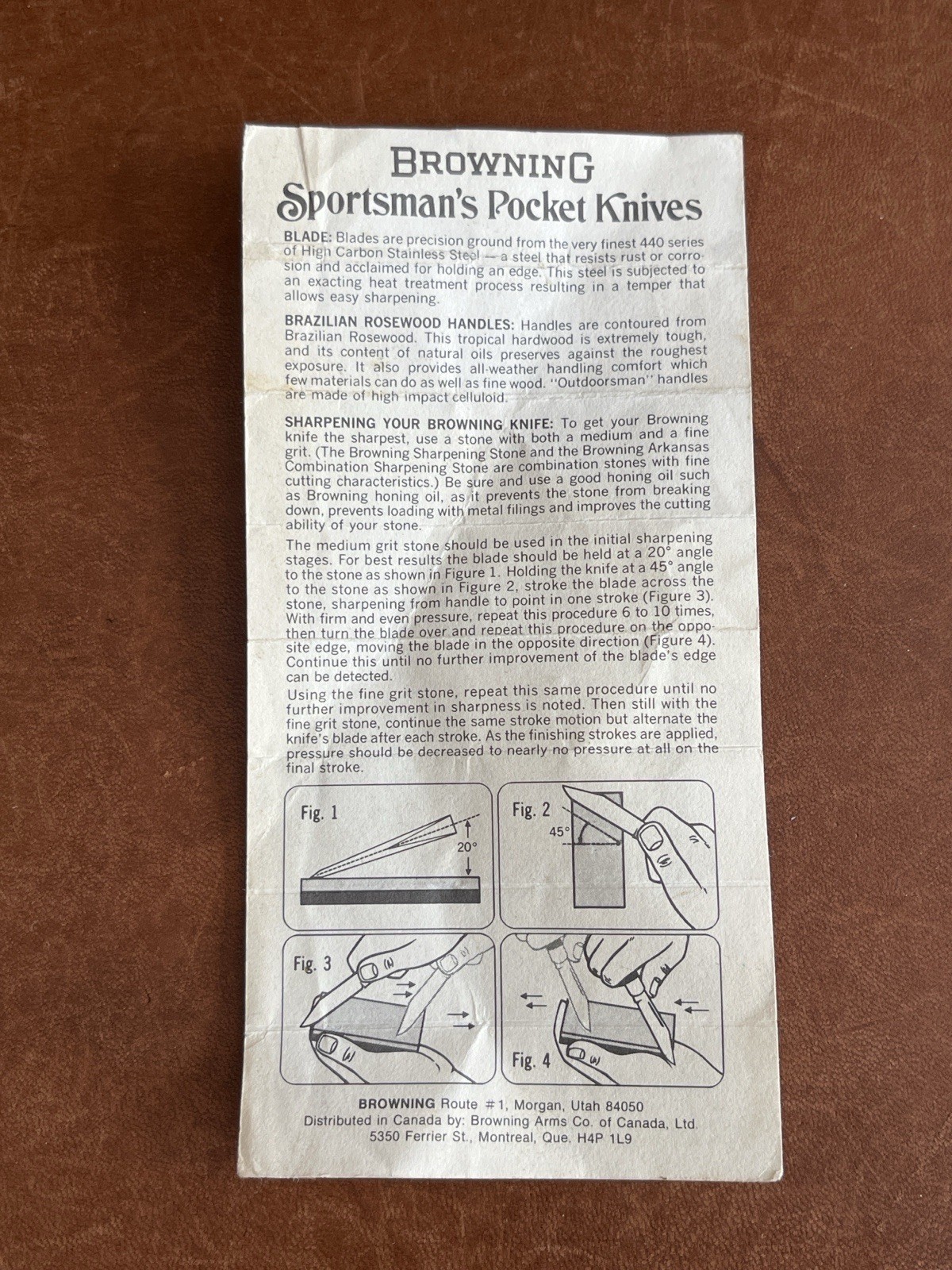 Vintage  Browning Sportsman’s Pocket Knives Brochure 1970s Dealer Paper Ephemera