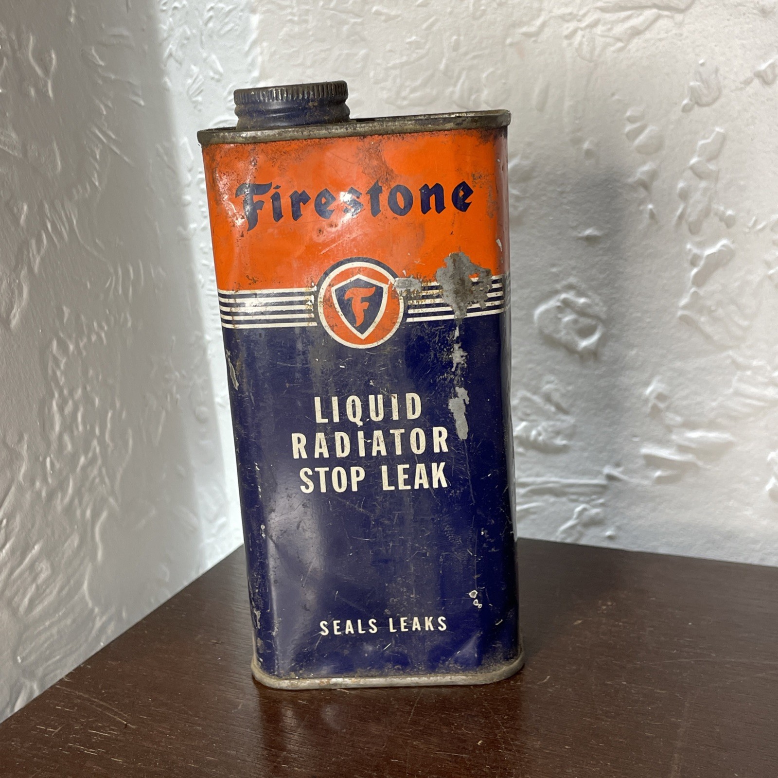 Firestone Liquid Radiator Stop Leak tin can Antique Firestone Liquid Radiator Stop Leak tin can Antique