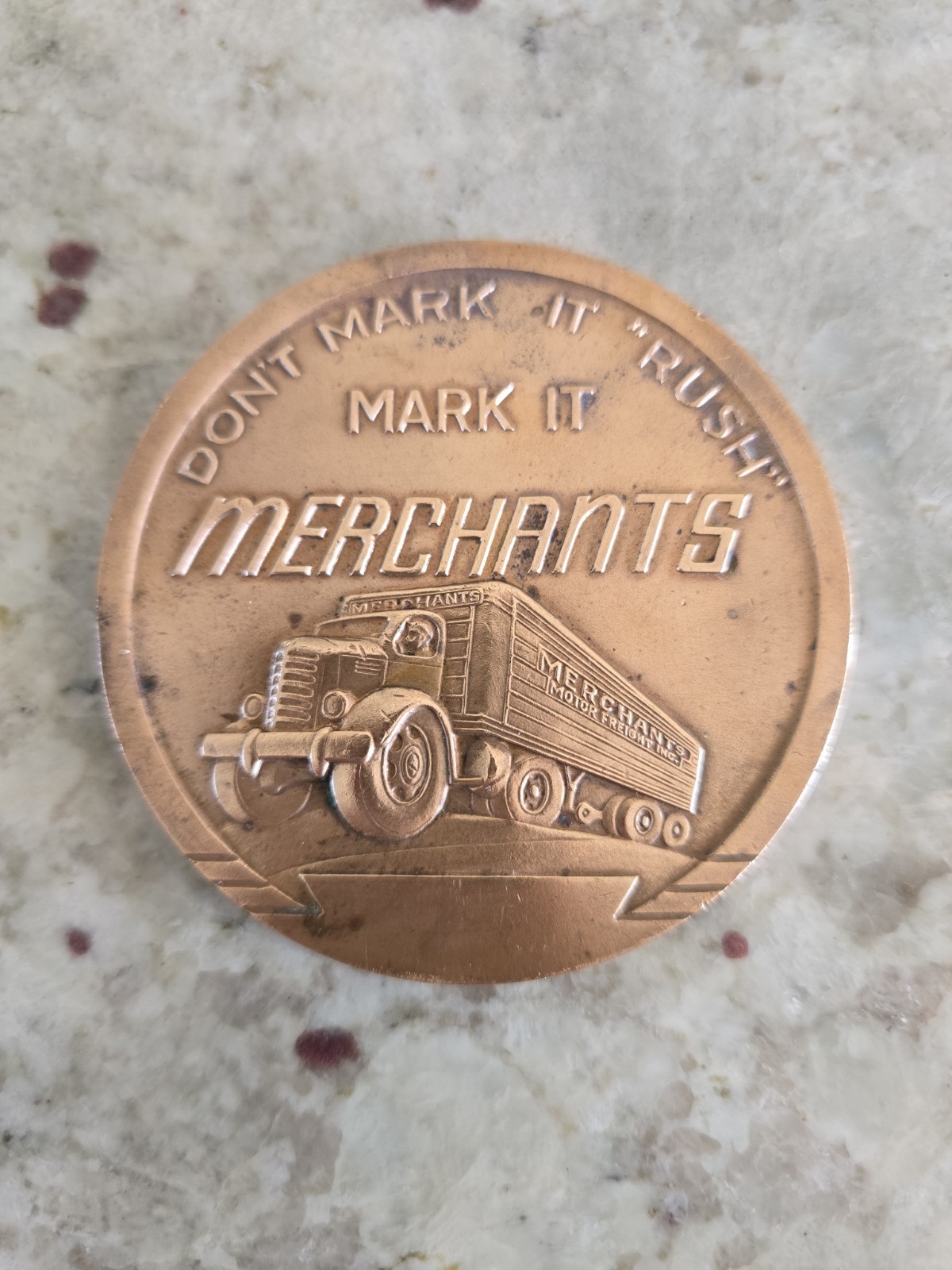 Vintage Merchants Motor Freight Copper/Bronze Medallion Trucking