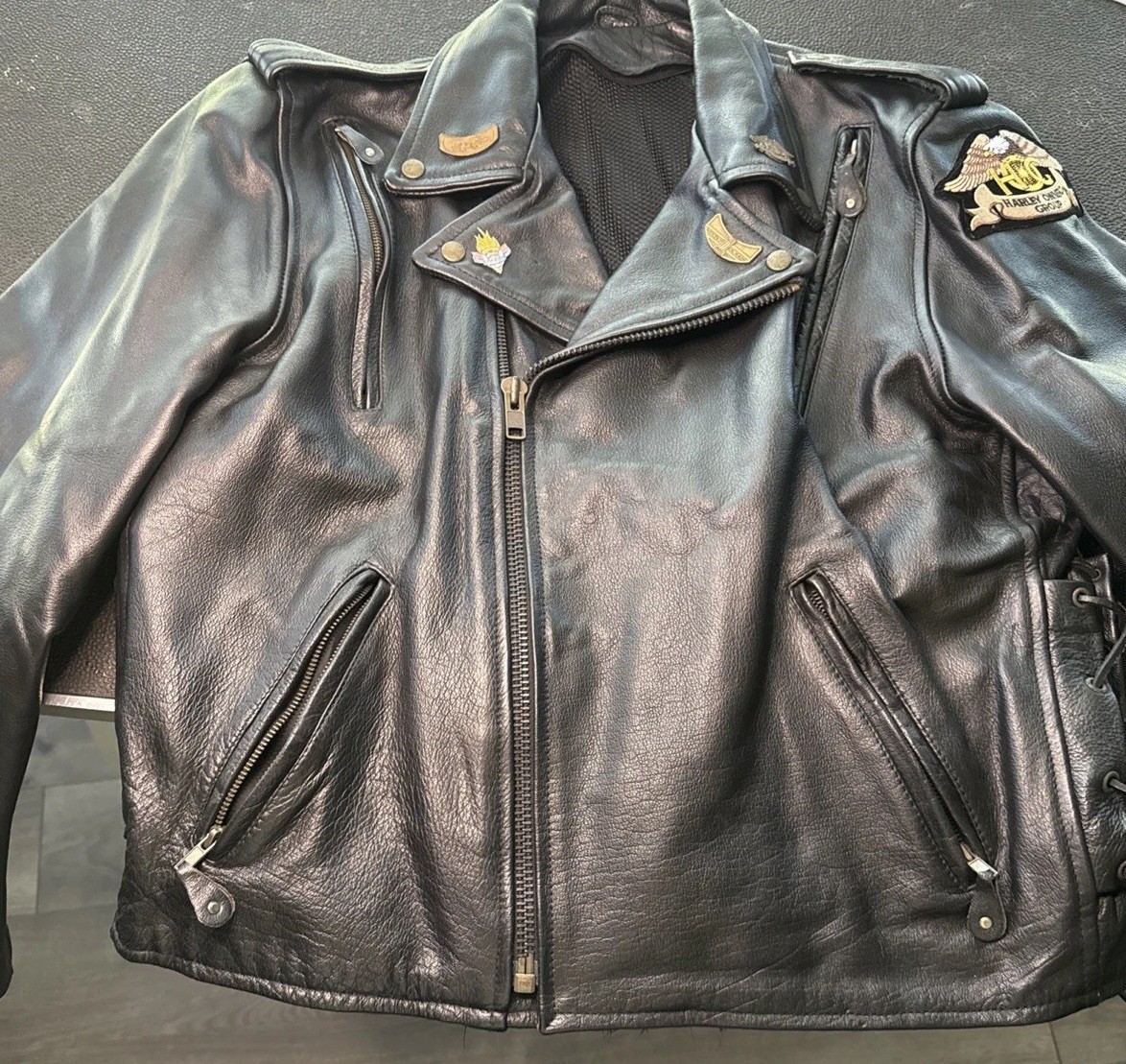Harley Davidson Men’s Heavy Leather Jacket Size Large Wild Hogs